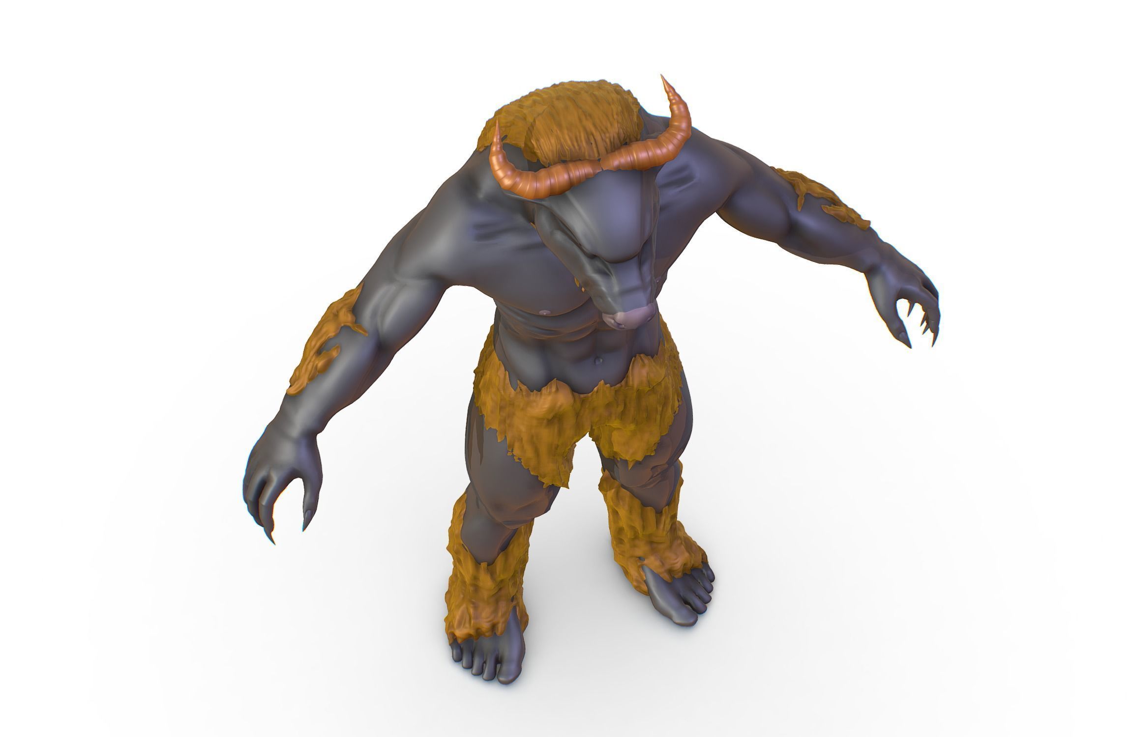 High Poly Creature Minotaur Monster 3D model_7