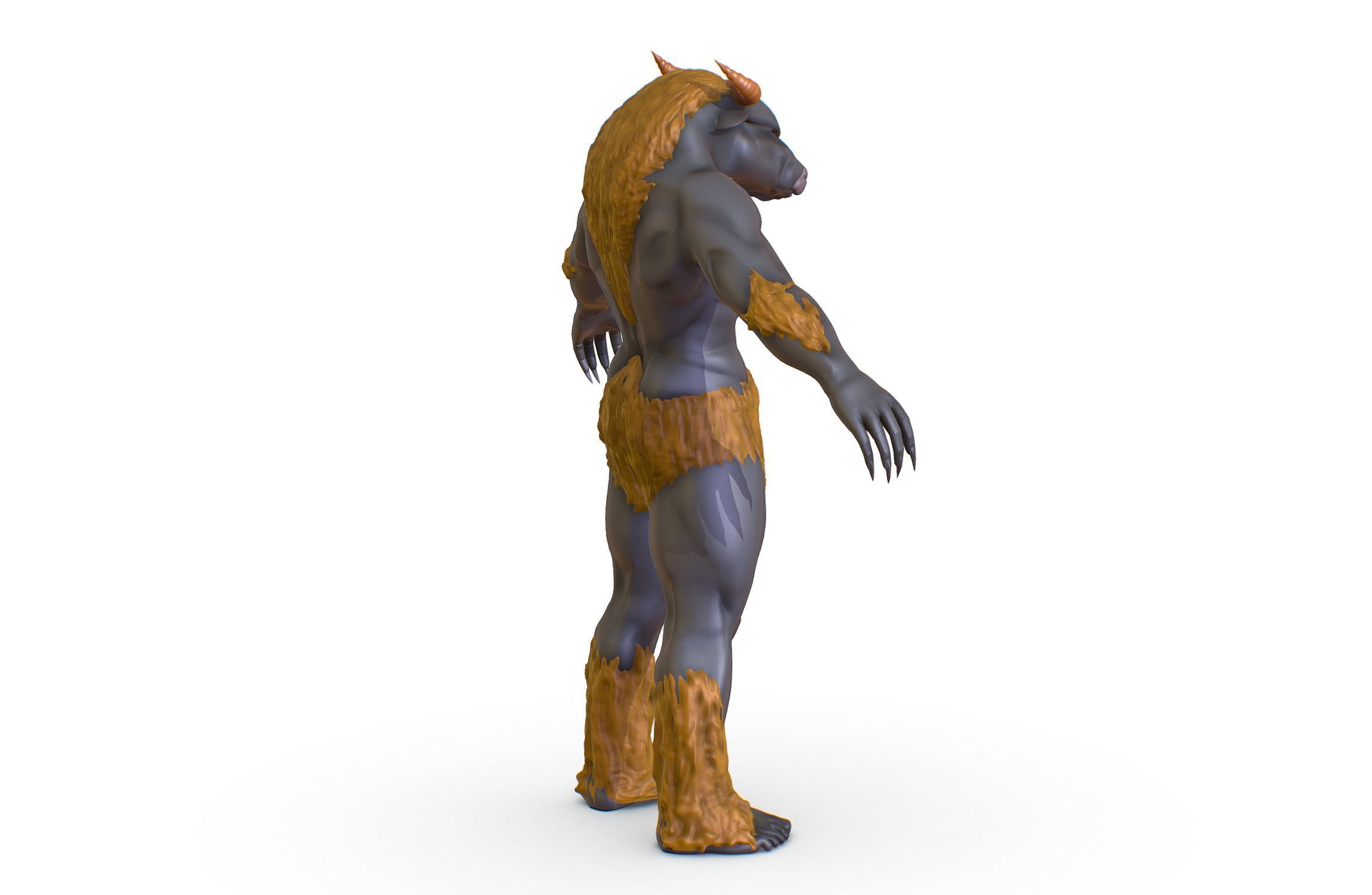 High Poly Creature Minotaur Monster 3D model_5