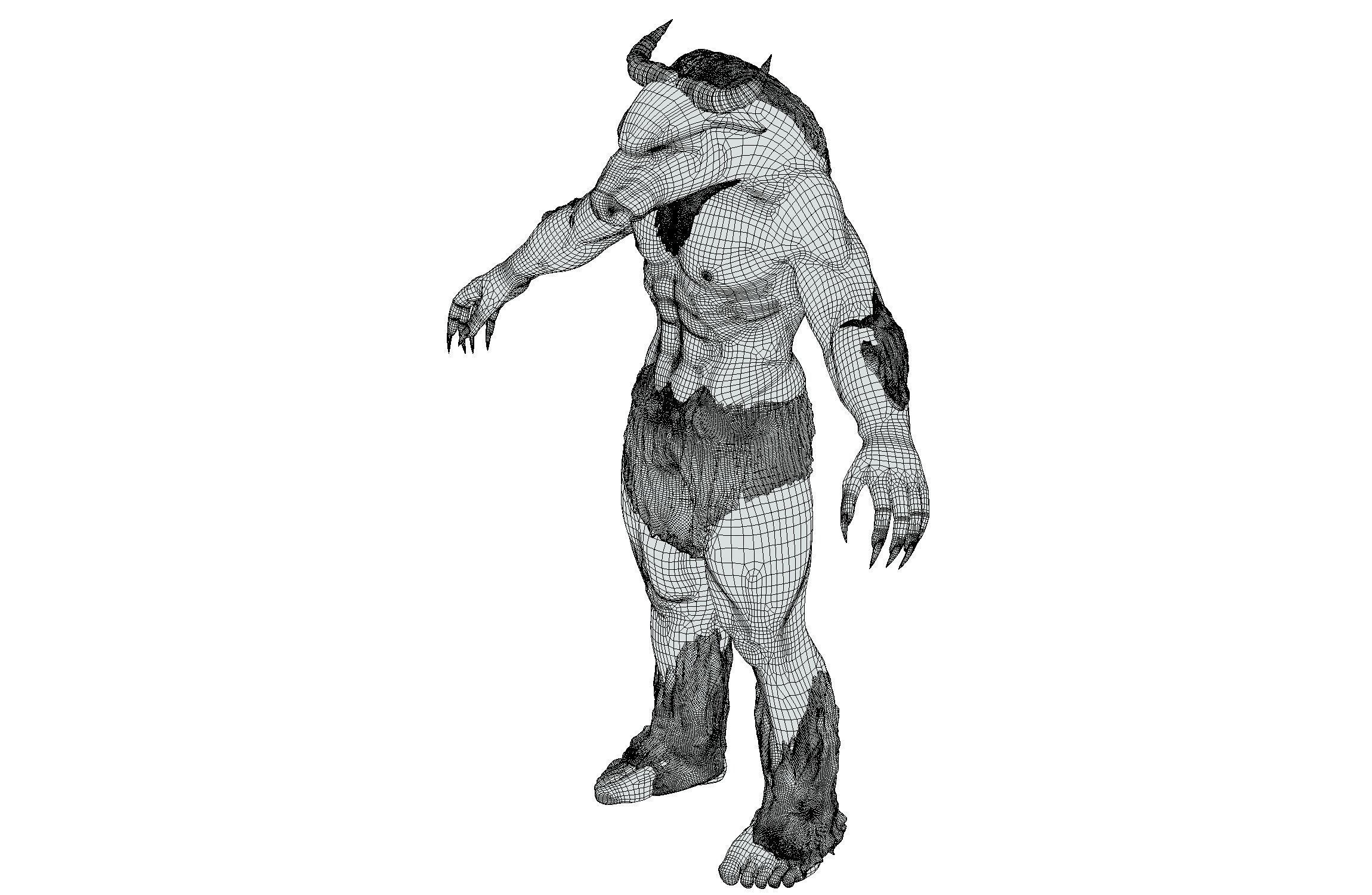 High Poly Creature Minotaur Monster 3D model_18