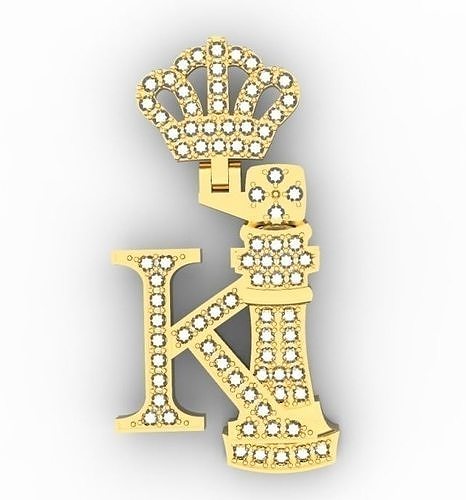 K chess rhinestone letter 3D print model