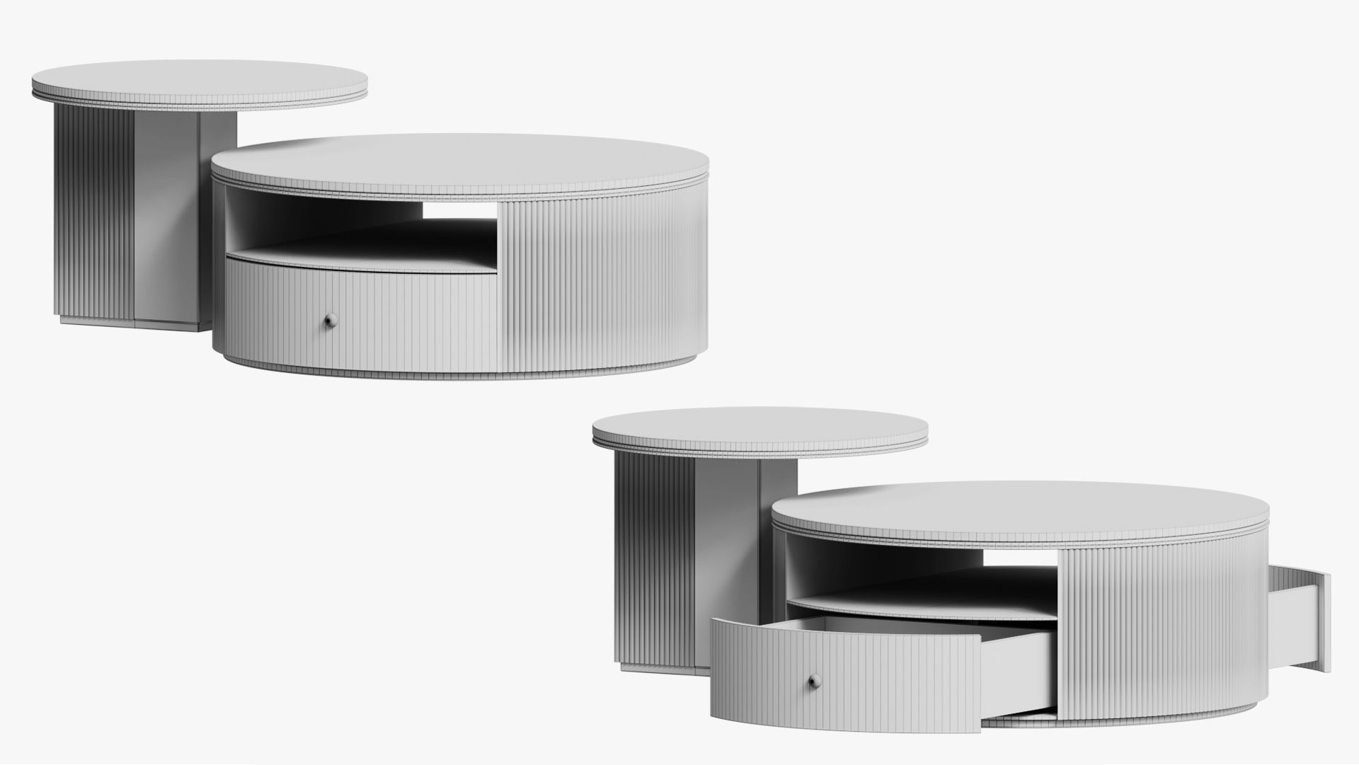 Round Coffee Table With A White Stone ANZ Set 3D model_6