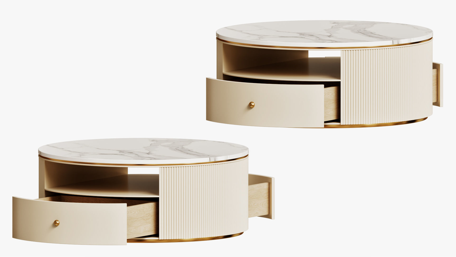 Round Coffee Table With A White Stone ANZ Set 3D model_3