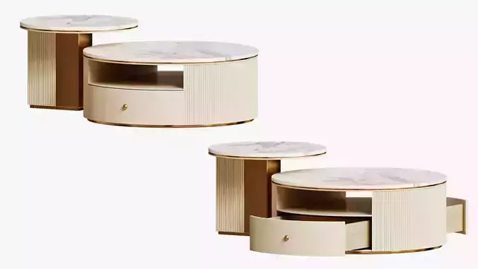 Round Coffee Table With A White Stone ANZ Set