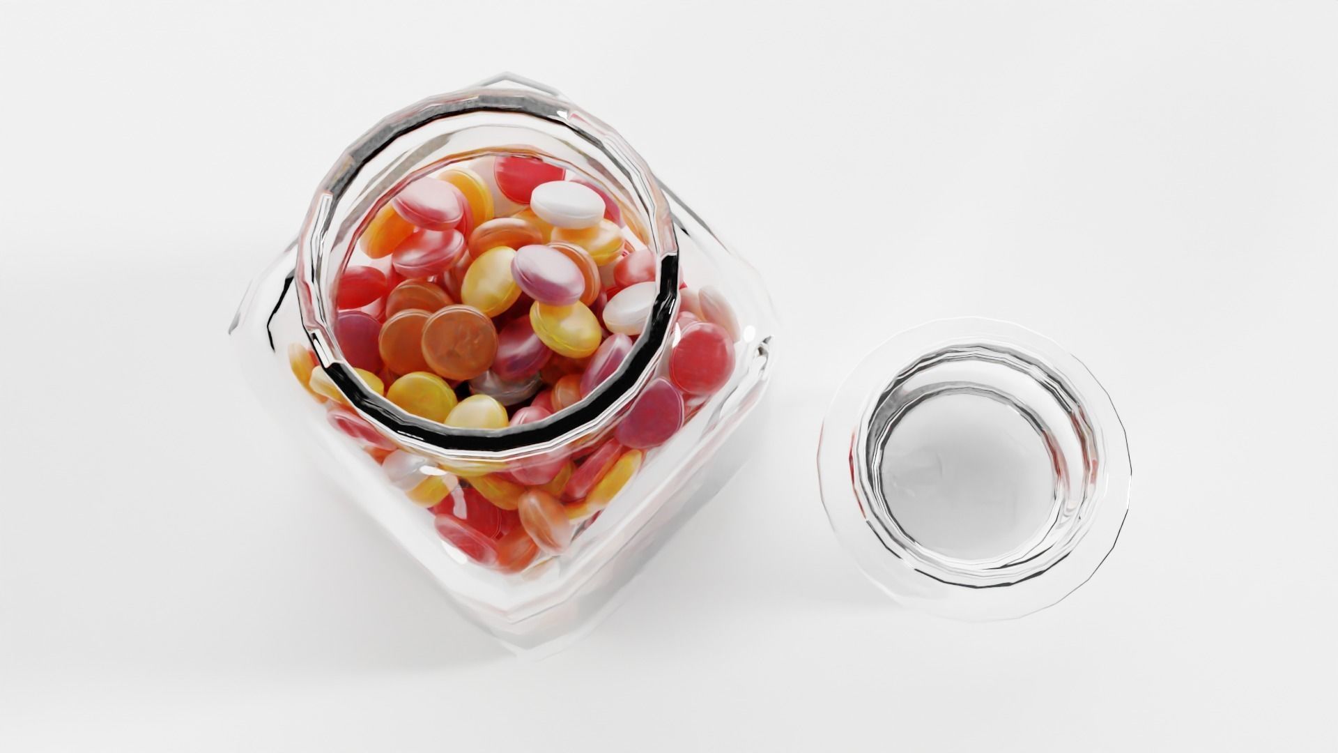 Glass Jar with Mixed Fruit Drops 3D model_3