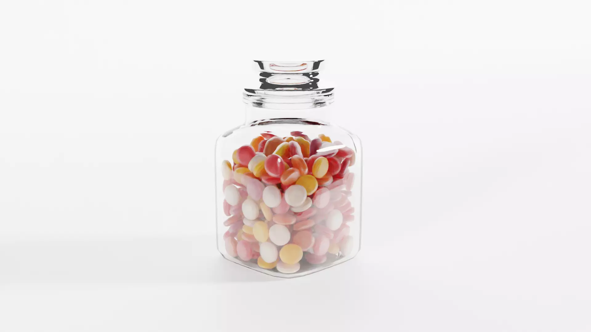 Glass Jar with Mixed Fruit Drops 3D model_0