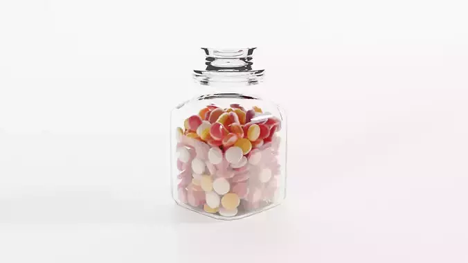 Glass Jar with Mixed Fruit Drops 3D model
