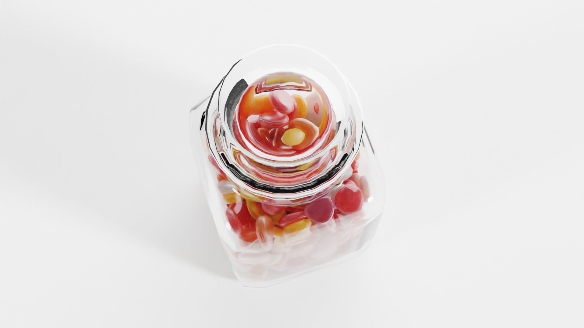 Glass Jar with Mixed Fruit Drops 3D model_2