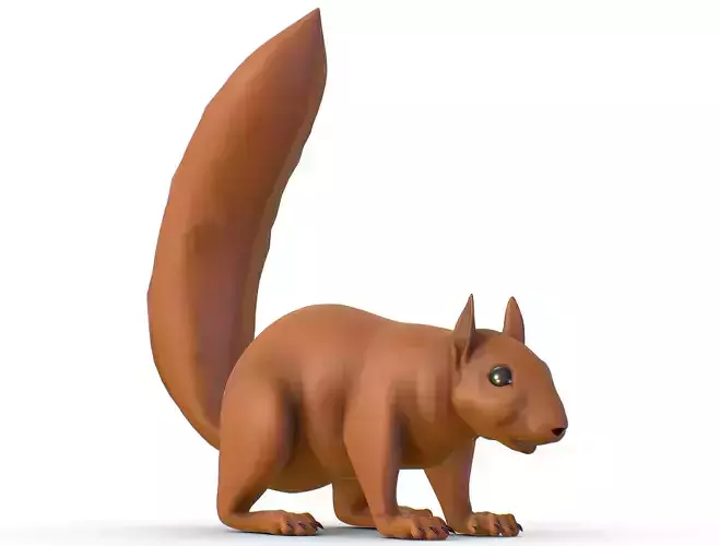 High Poly Forest Wild Red Squirrel