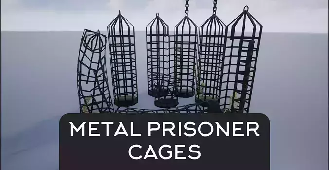 Metal Prisoner Cages with Skeletons