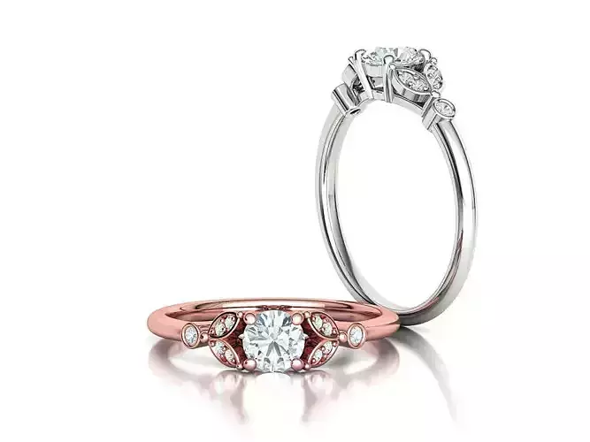 Bespoke Luna Engagement Ring Half Carat Stone 3dprint model