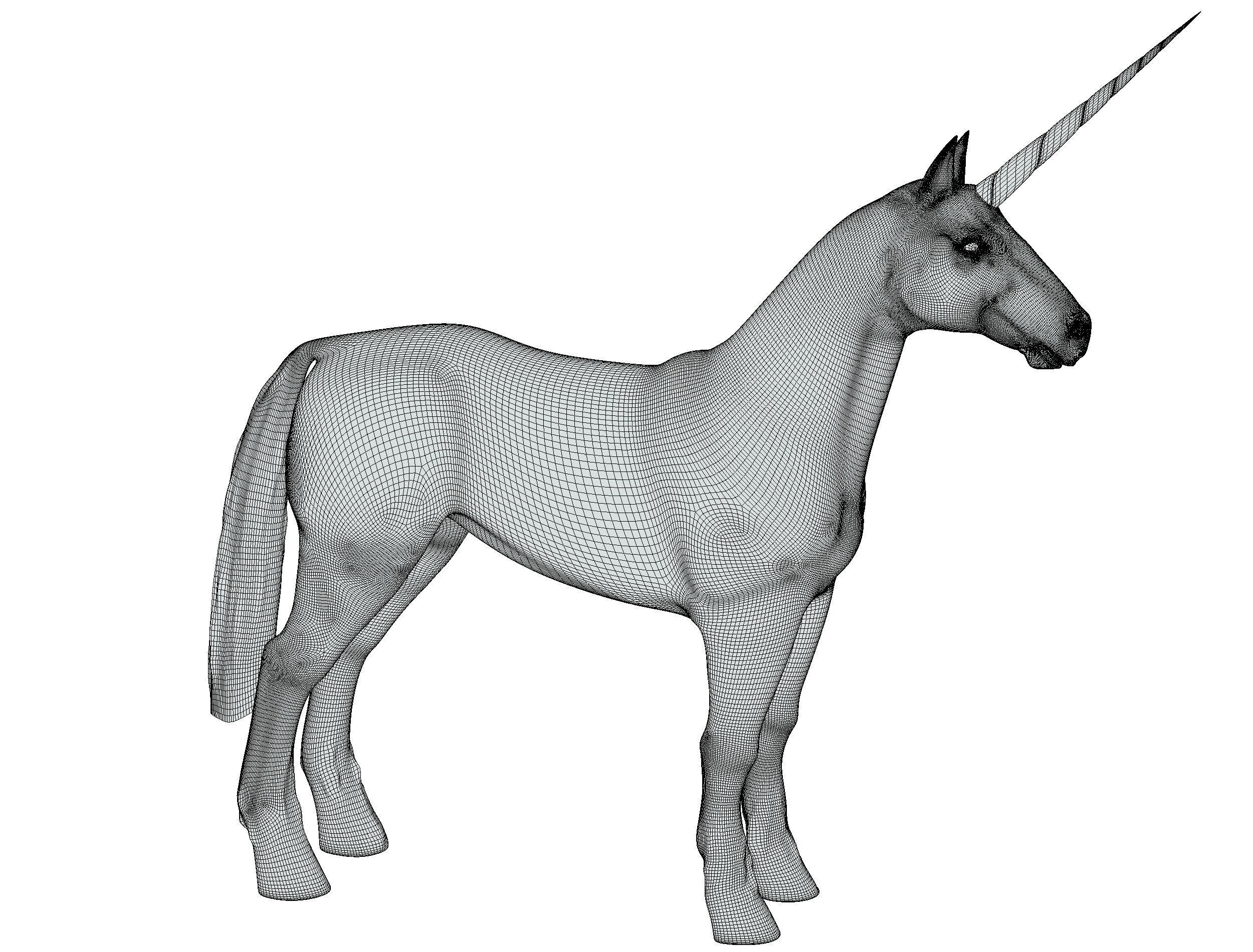 High Poly the Mythical Creature Unicorn Low-poly 3D model_24