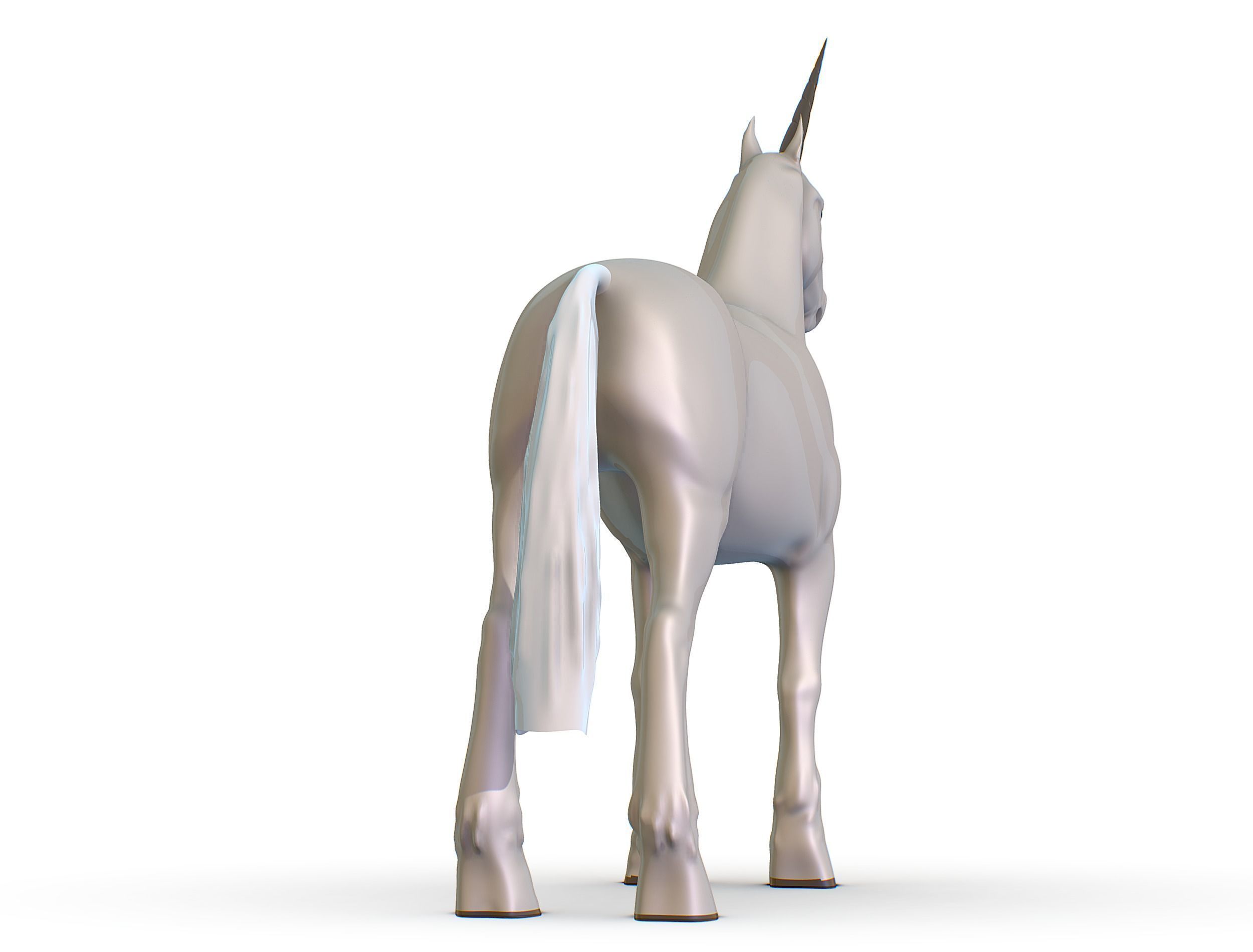 High Poly the Mythical Creature Unicorn Low-poly 3D model_14