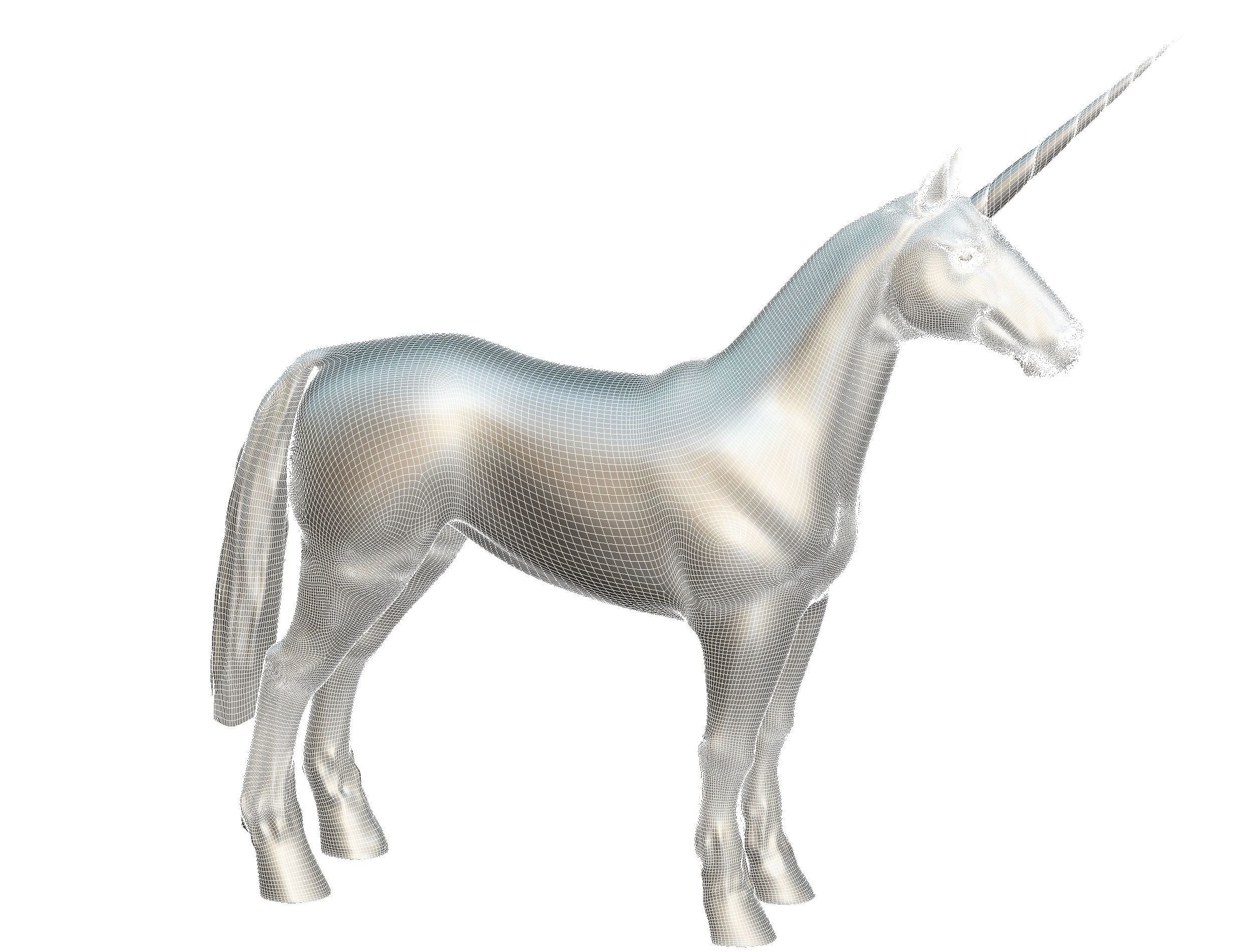 High Poly the Mythical Creature Unicorn Low-poly 3D model_22