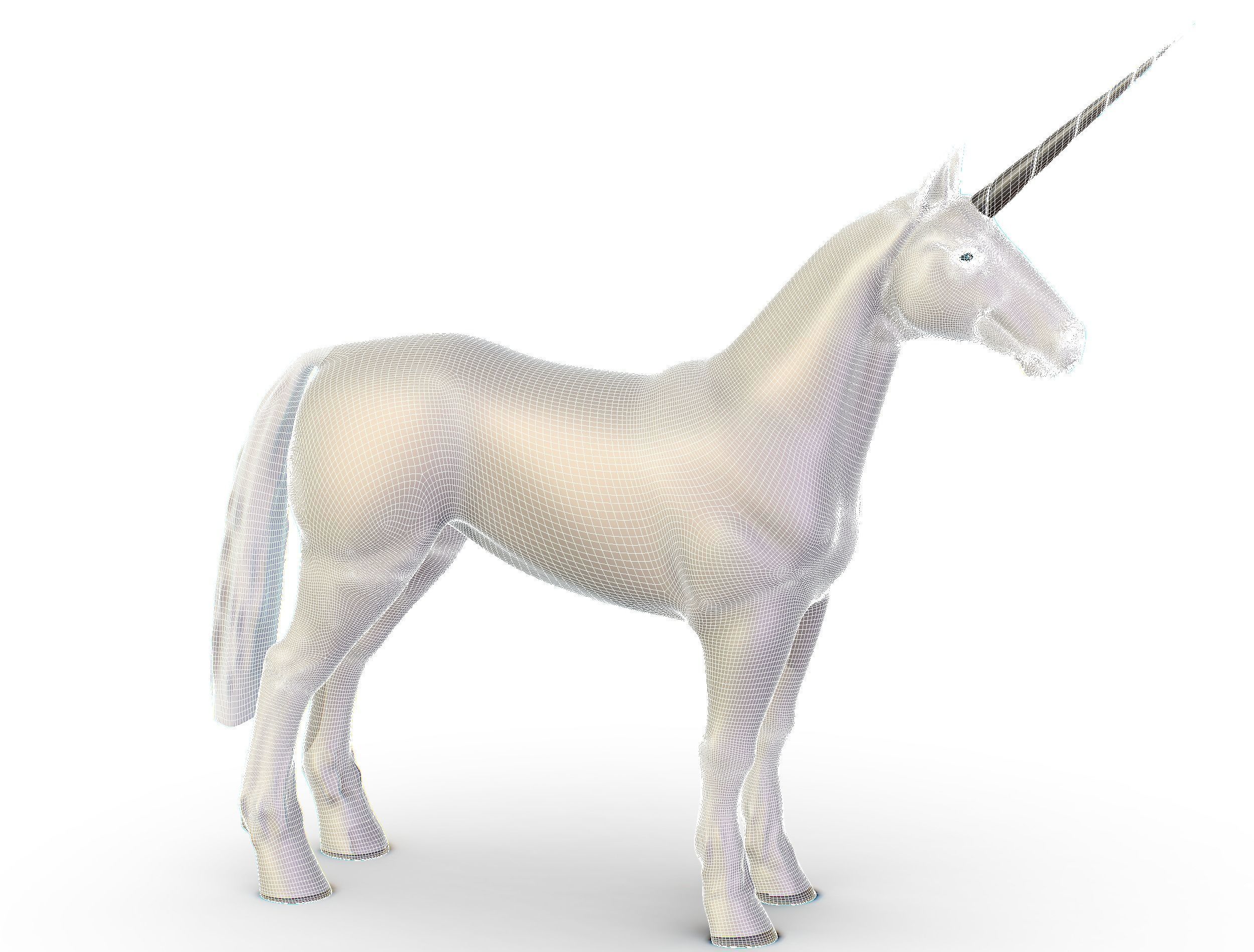 High Poly the Mythical Creature Unicorn Low-poly 3D model_21