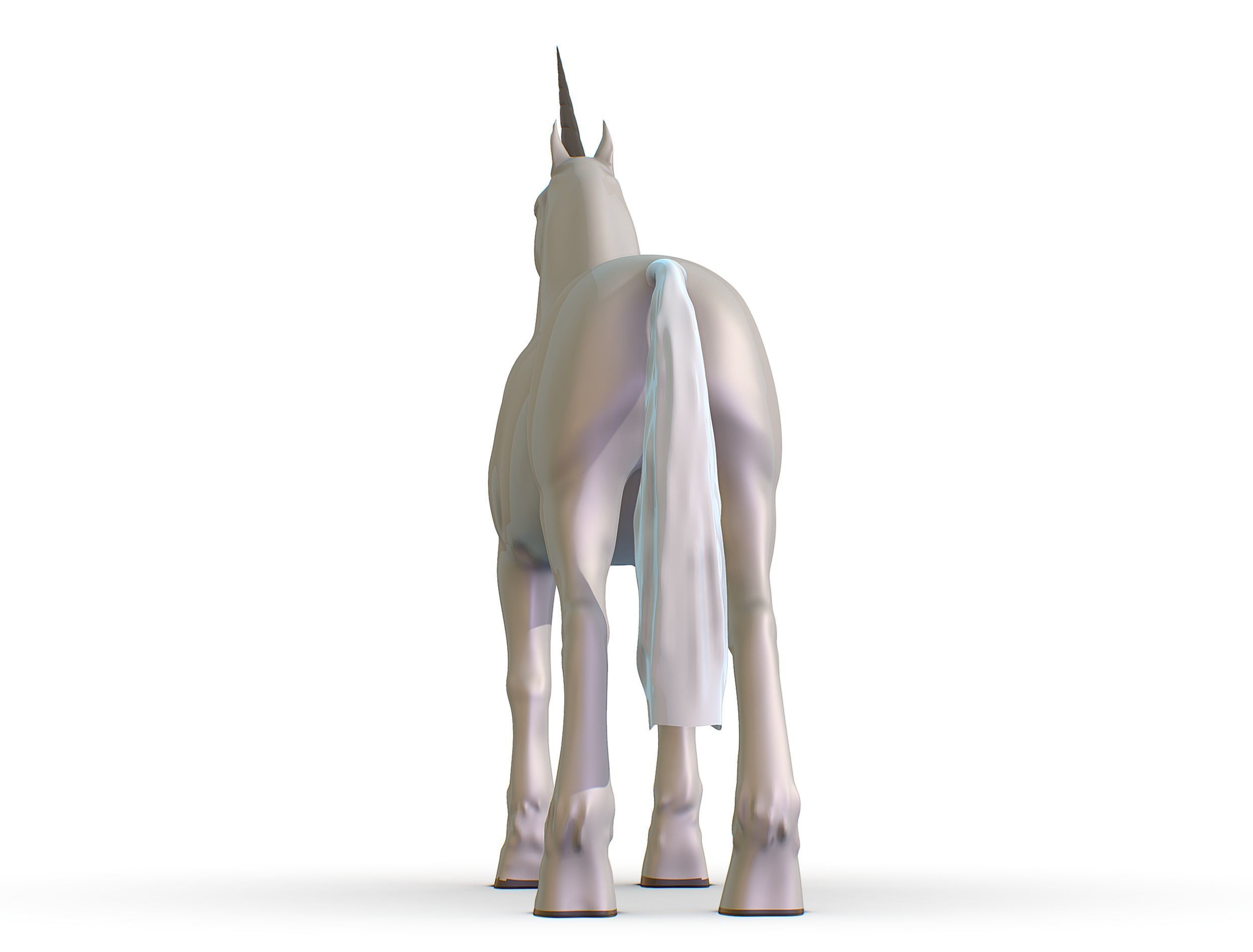 High Poly the Mythical Creature Unicorn Low-poly 3D model_13