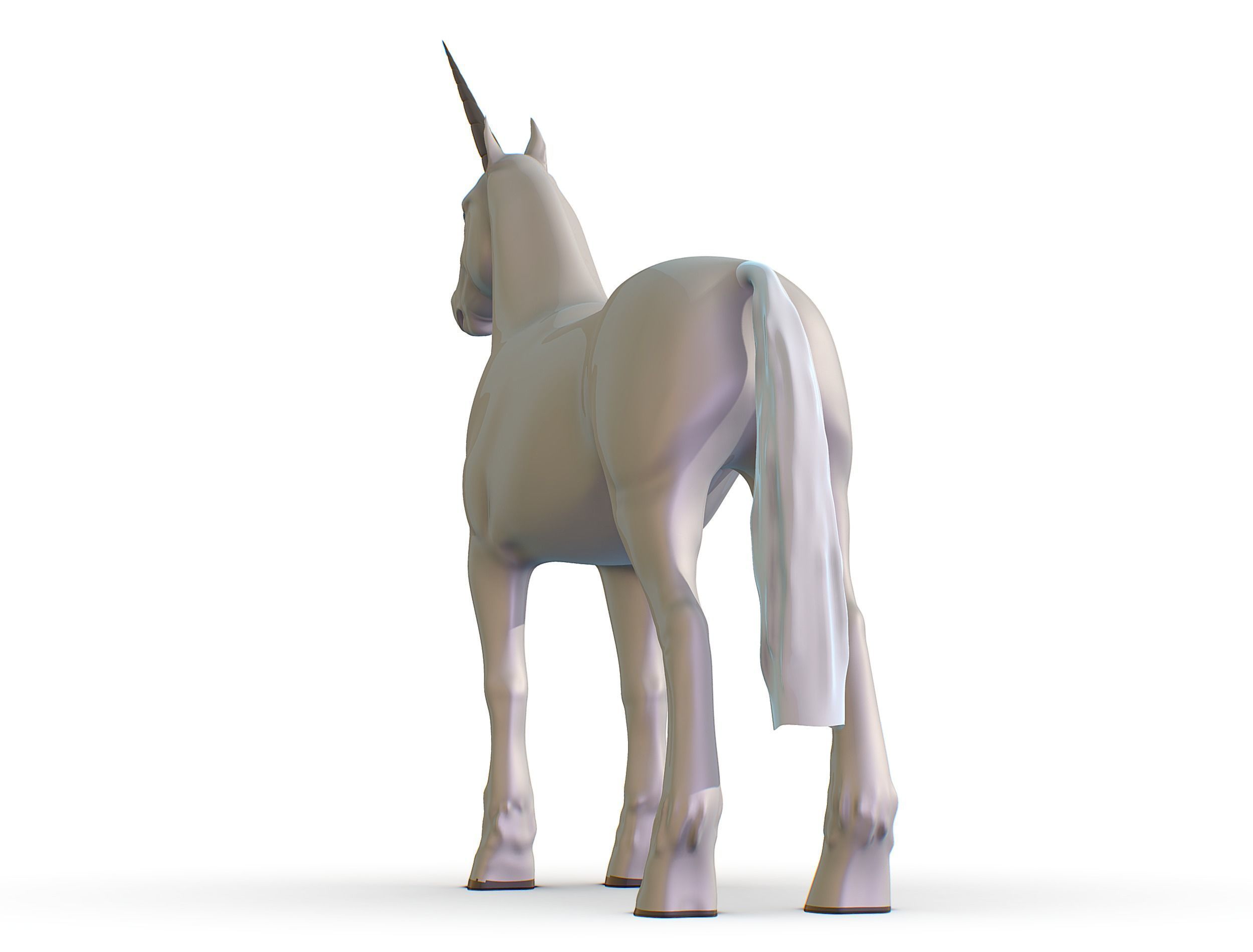 High Poly the Mythical Creature Unicorn Low-poly 3D model_12