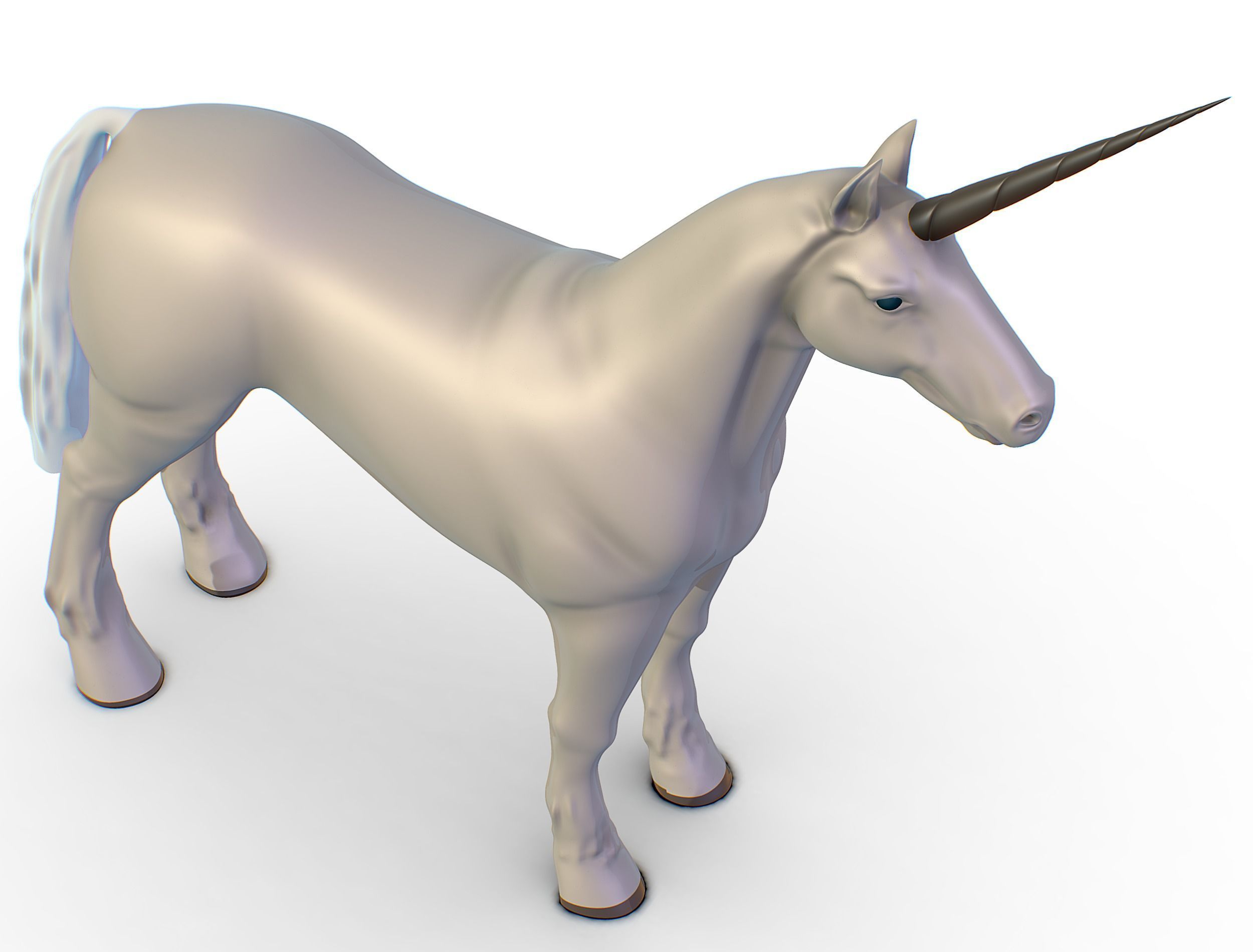 High Poly the Mythical Creature Unicorn Low-poly 3D model_17