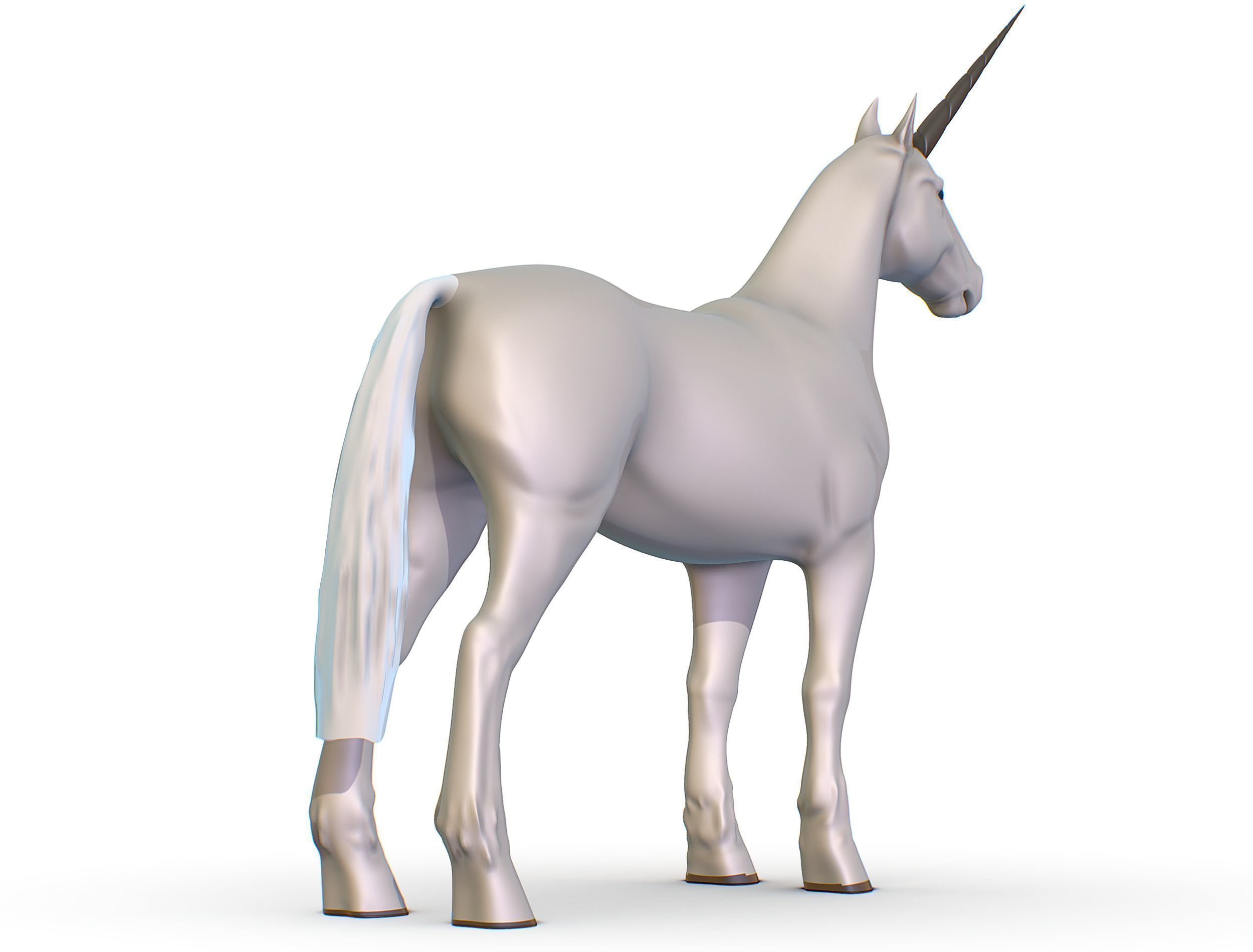 High Poly the Mythical Creature Unicorn Low-poly 3D model_15