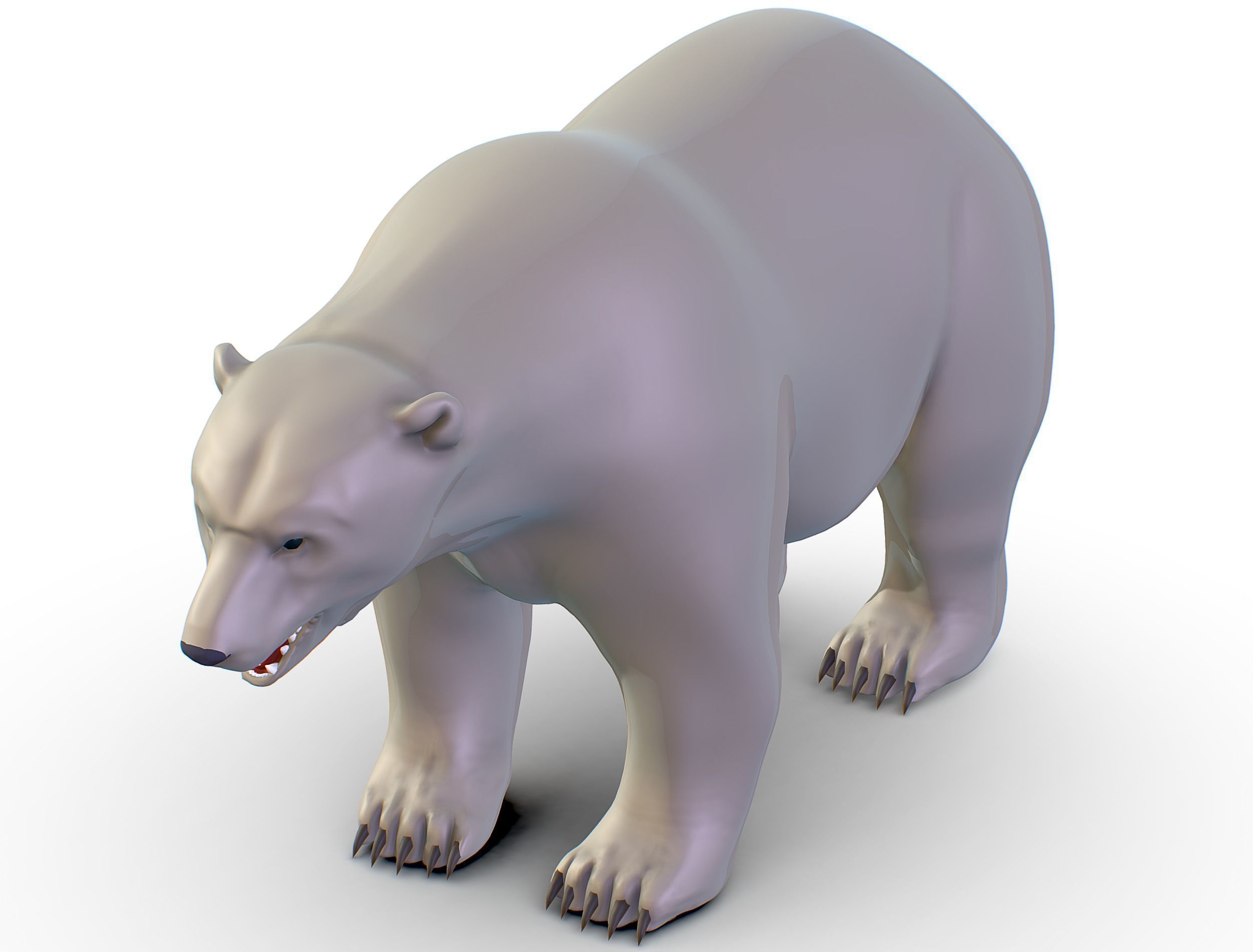 High Poly Model White Polar Bear Low-poly 3D model_23