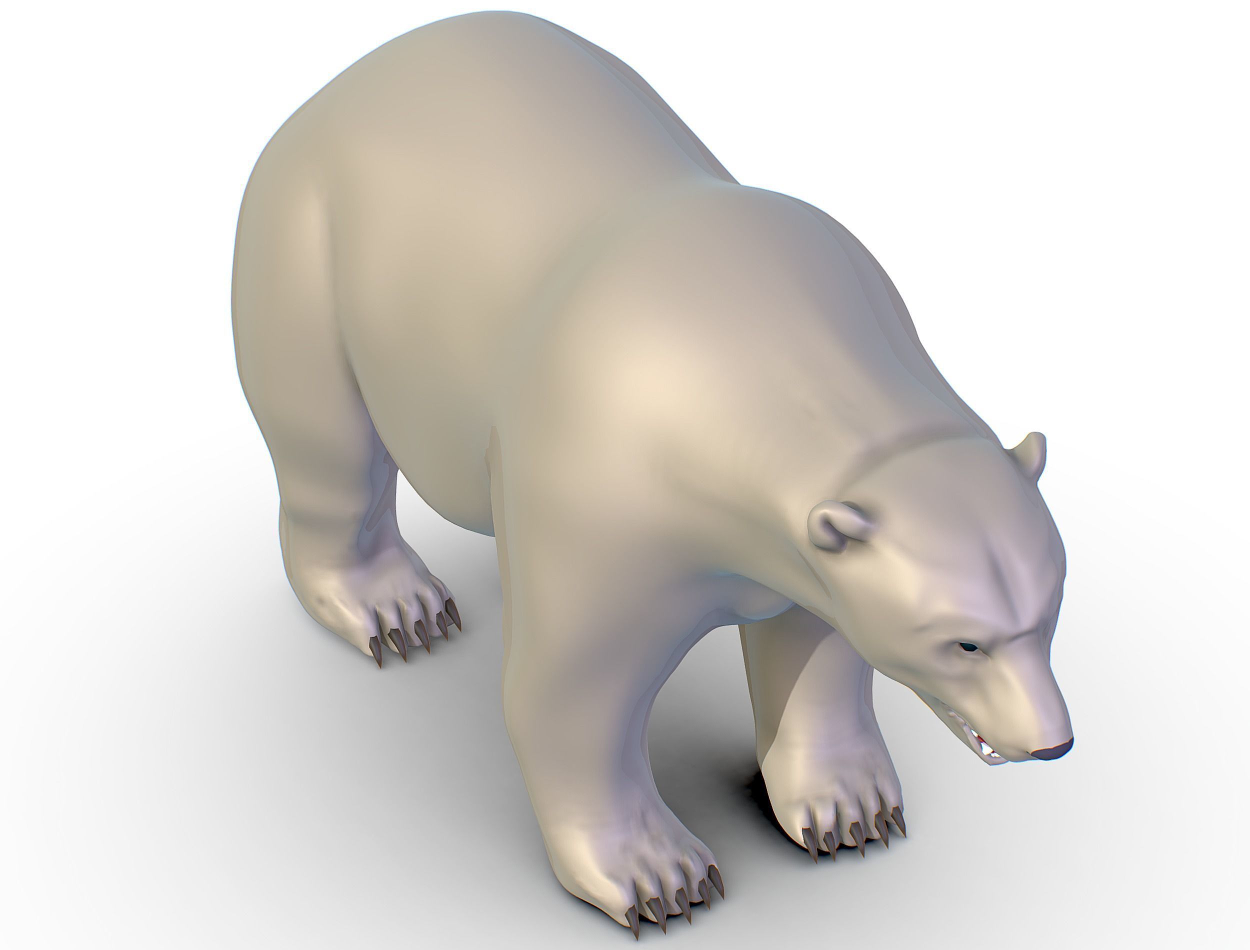 High Poly Model White Polar Bear Low-poly 3D model_24
