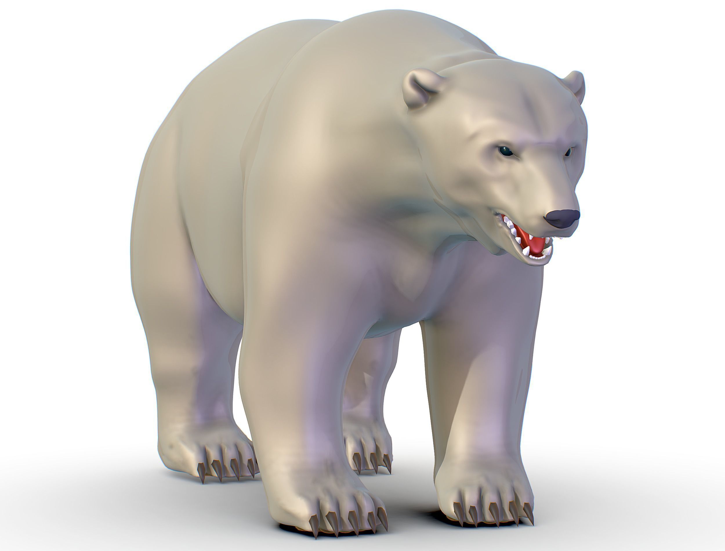 High Poly Model White Polar Bear Low-poly 3D model_2