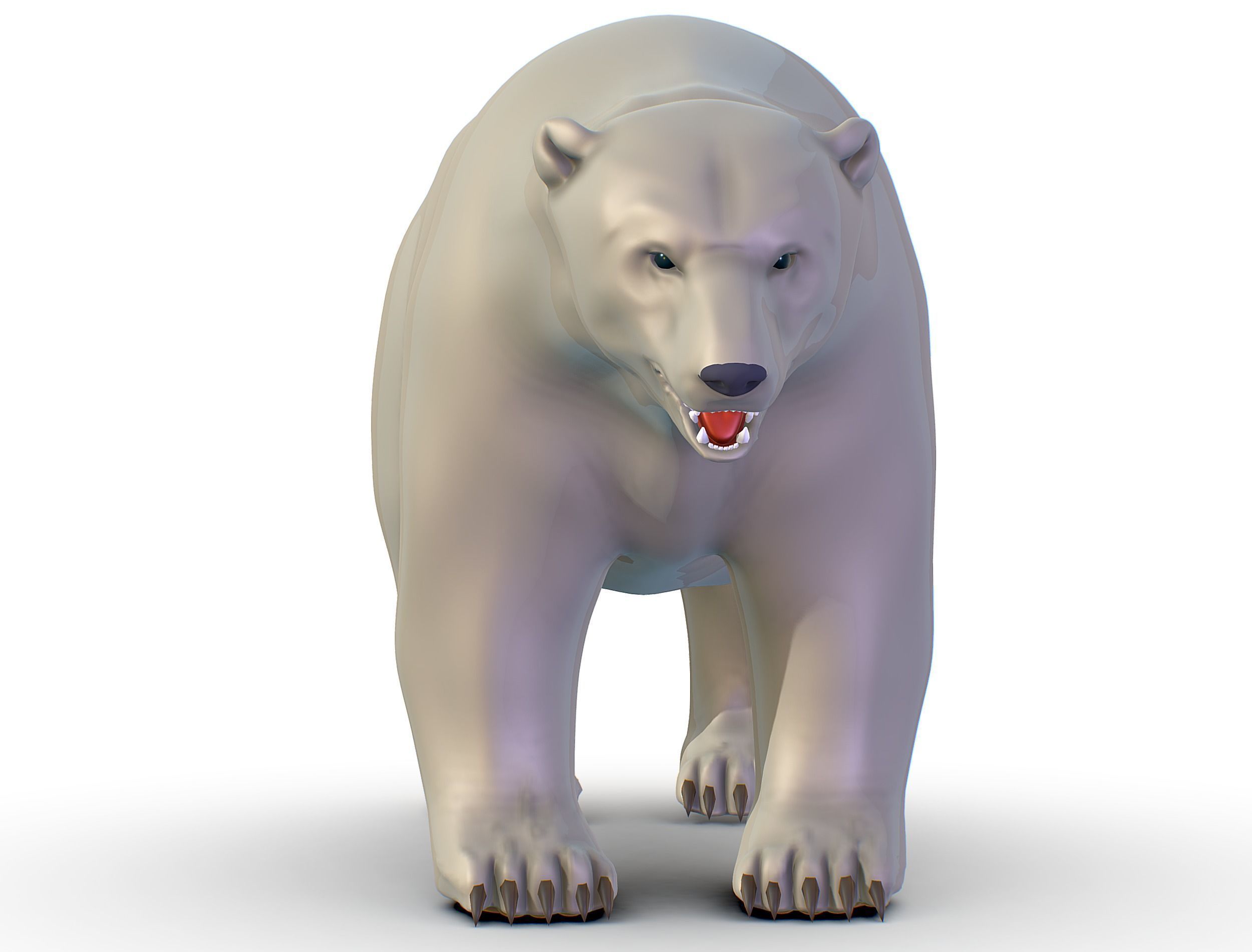 High Poly Model White Polar Bear Low-poly 3D model_3