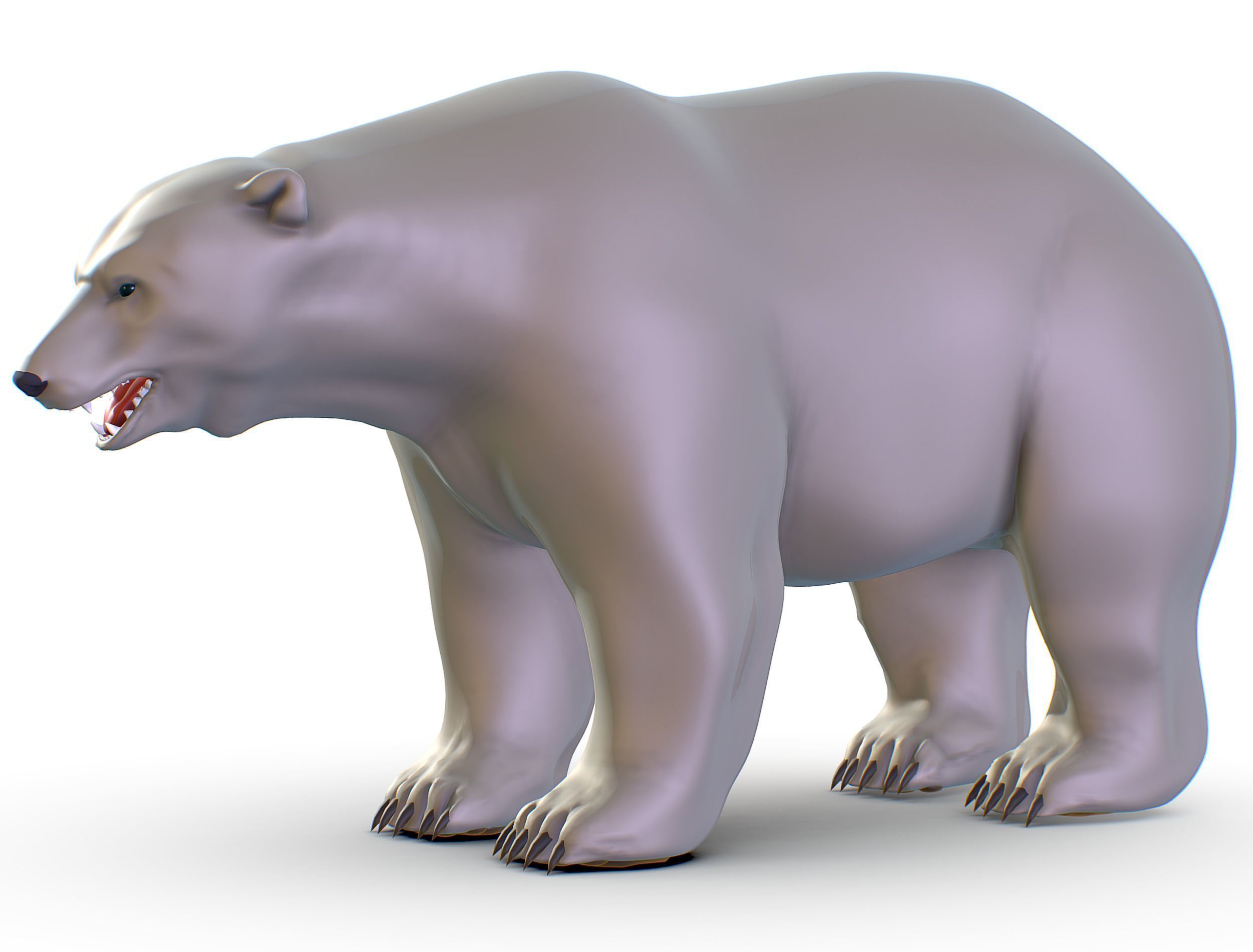 High Poly Model White Polar Bear Low-poly 3D model_7