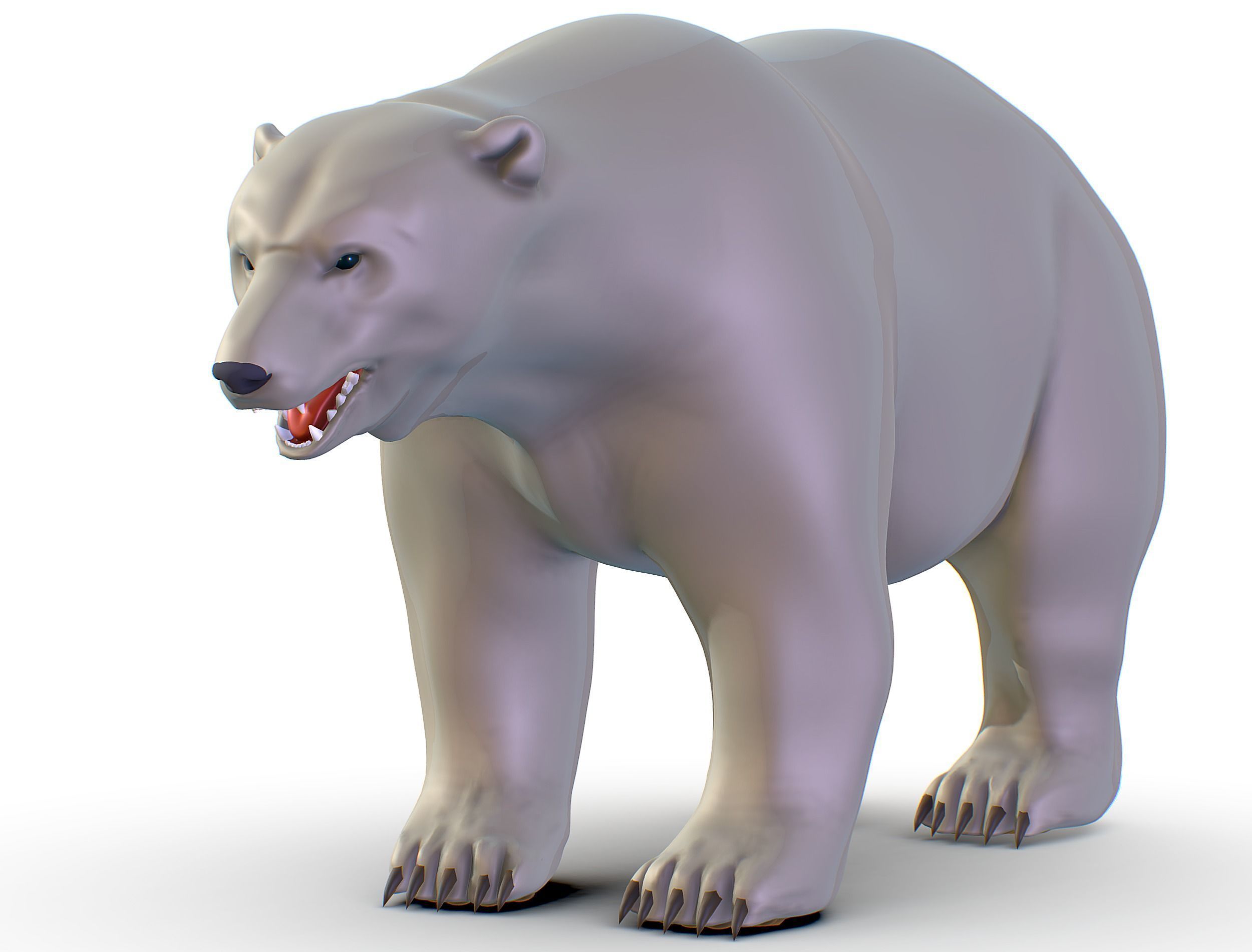 High Poly Model White Polar Bear Low-poly 3D model_5