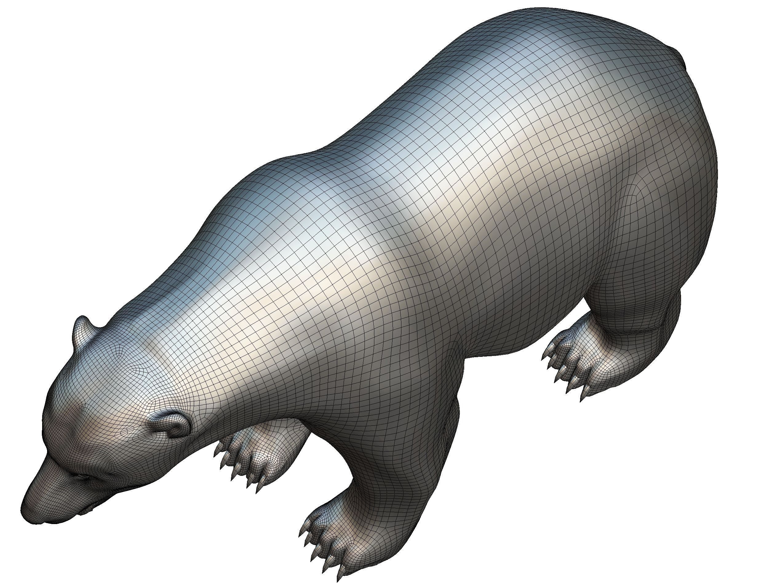 High Poly Model White Polar Bear Low-poly 3D model_38