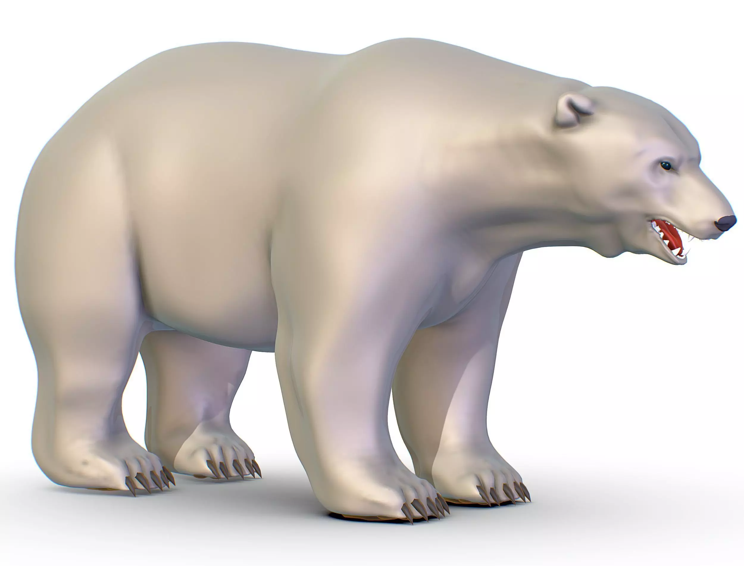 High Poly Model White Polar Bear Low-poly 3D model_0