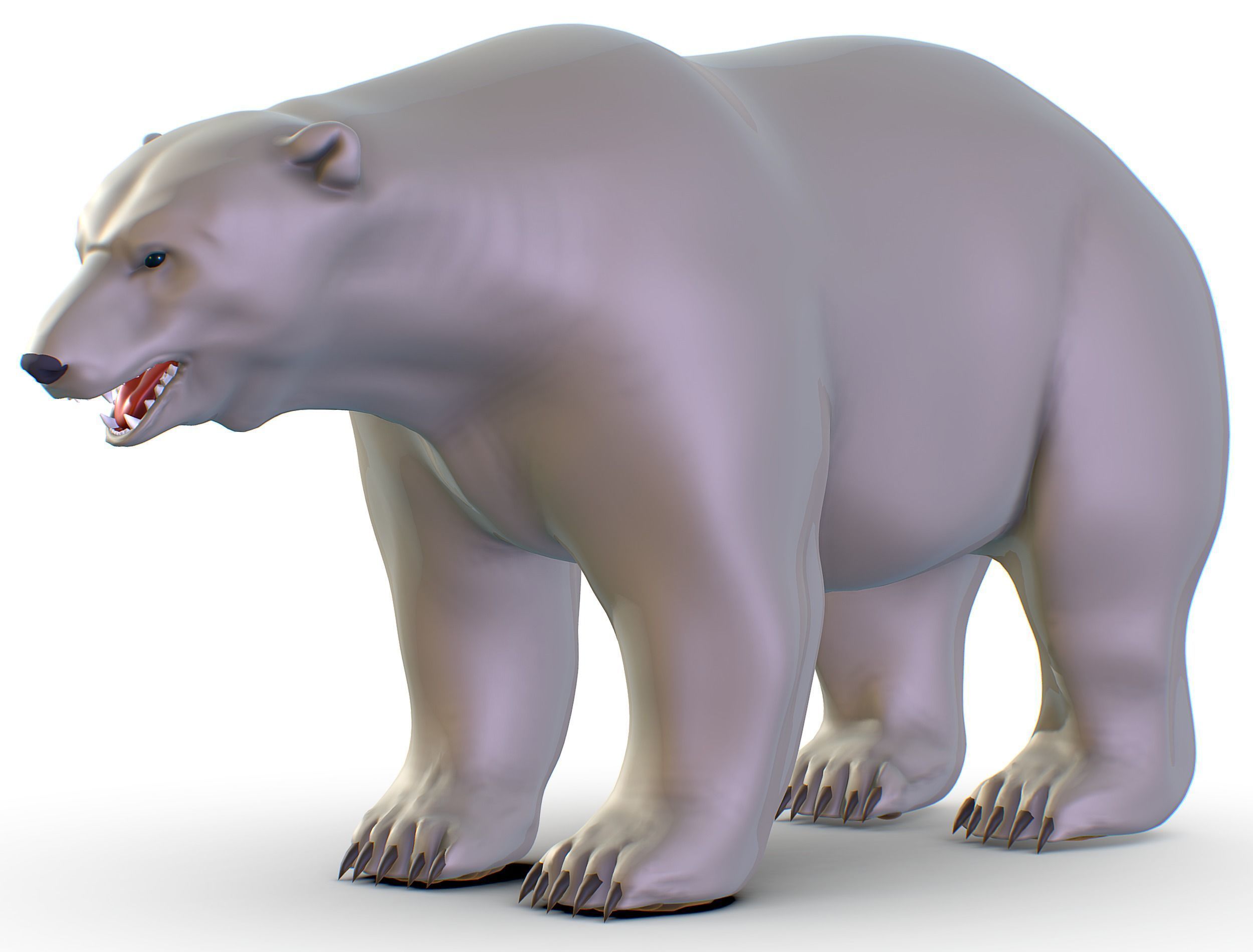 High Poly Model White Polar Bear Low-poly 3D model_6