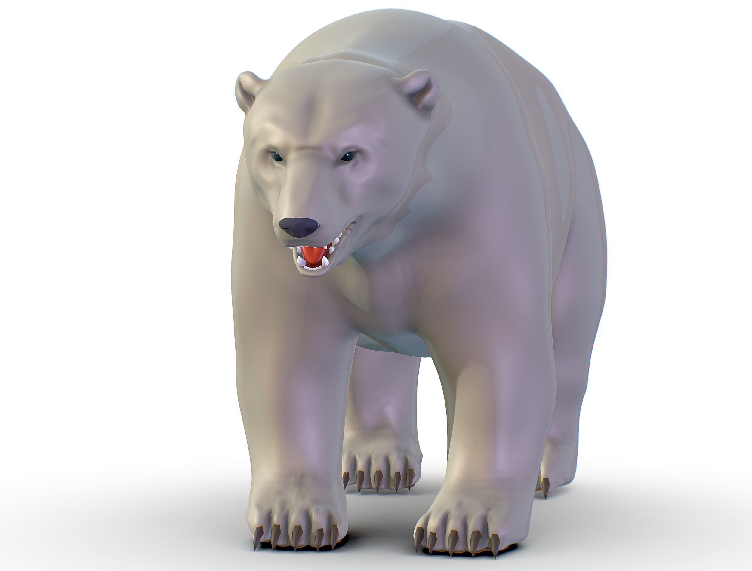 High Poly Model White Polar Bear Low-poly 3D model_4