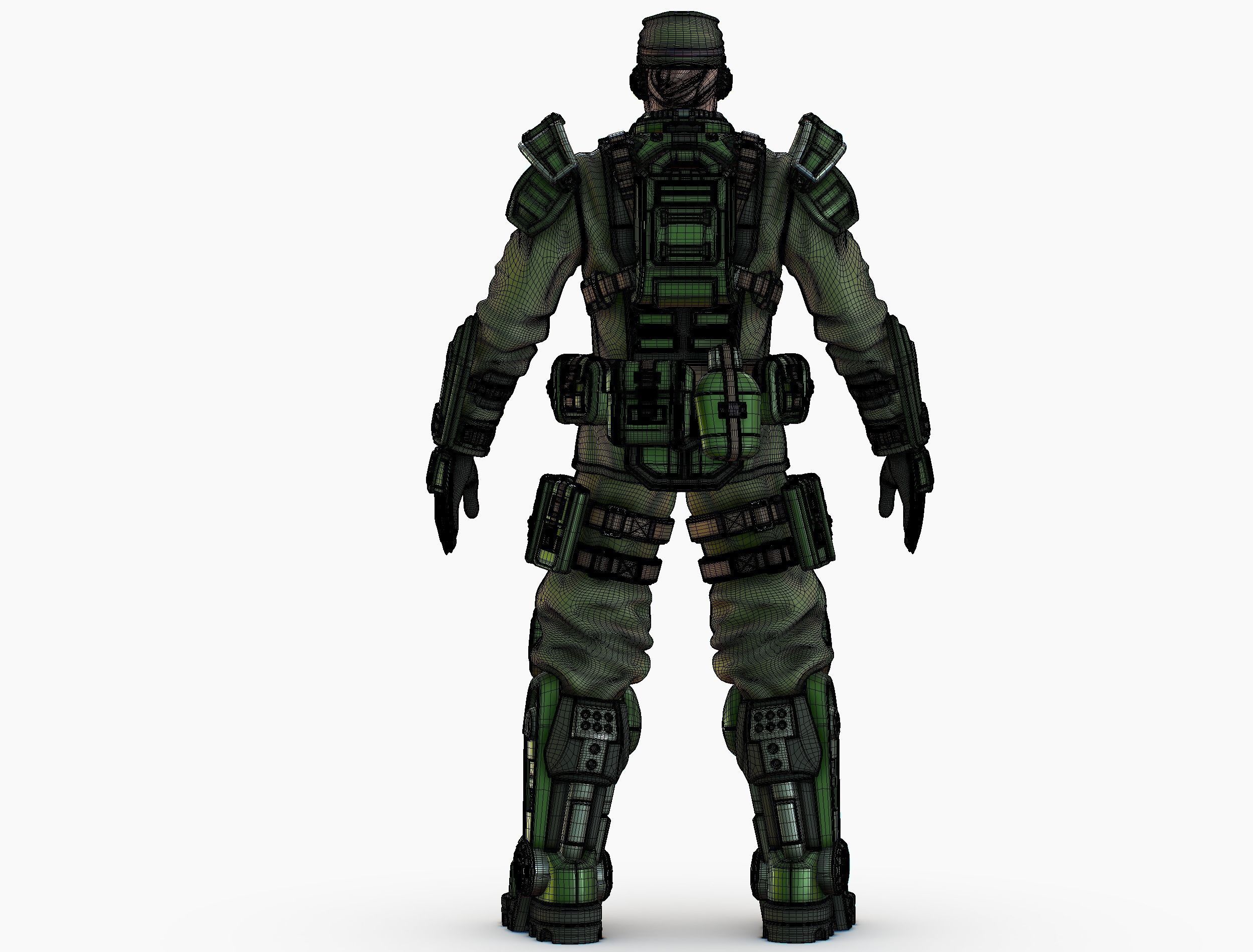 High Poly Man Military Heavy Armor Future Low-poly 3D model_19