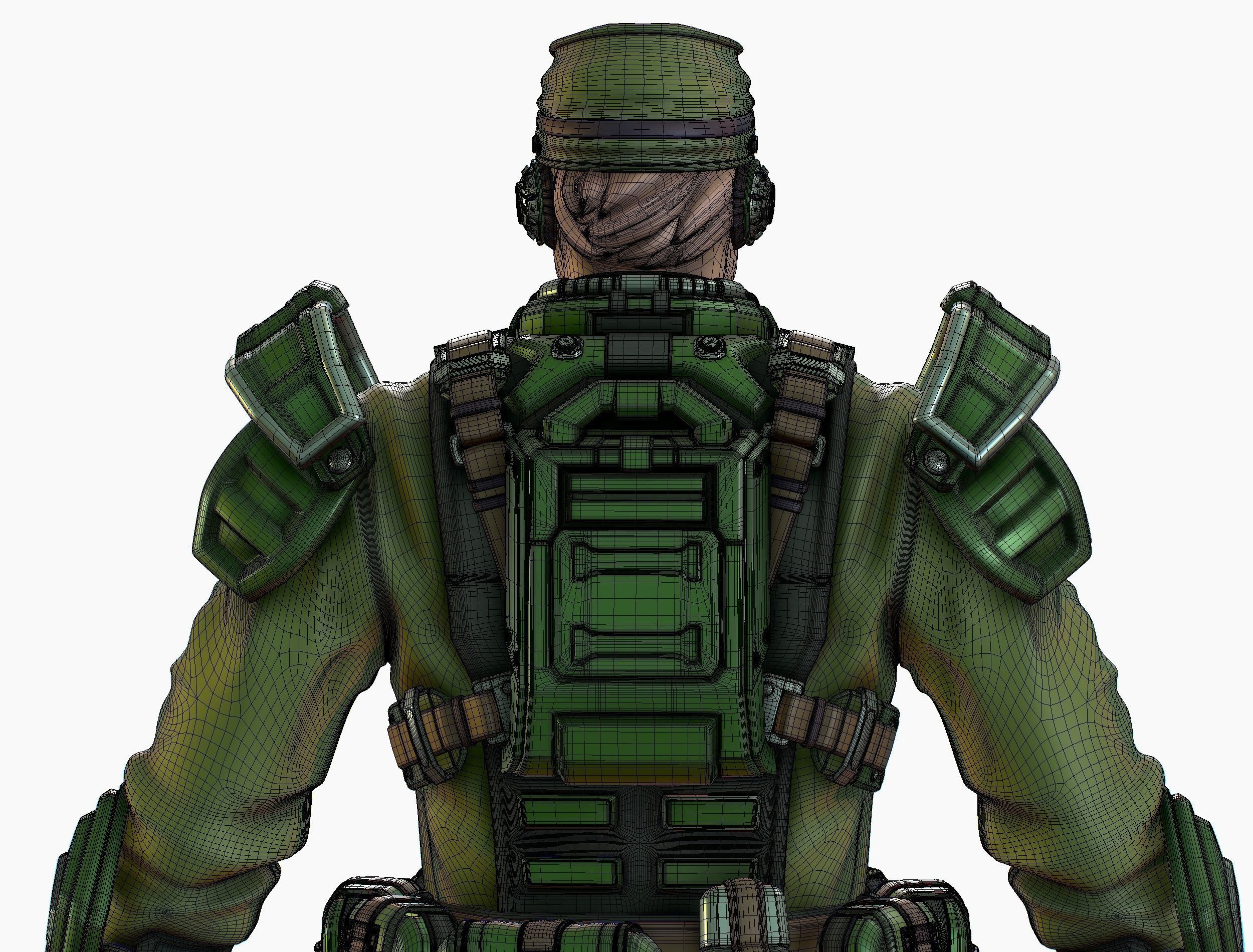 High Poly Man Military Heavy Armor Future Low-poly 3D model_25