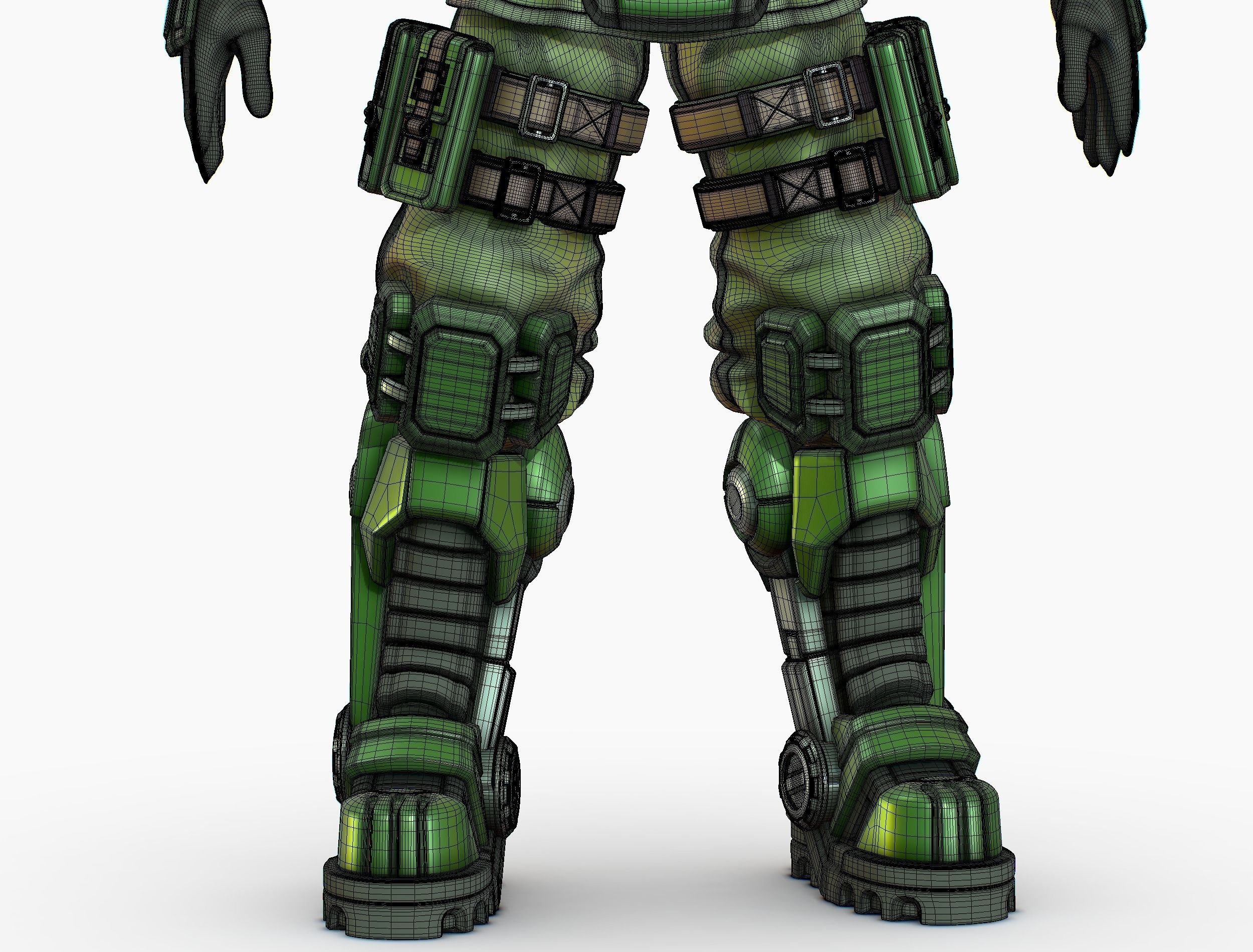 High Poly Man Military Heavy Armor Future Low-poly 3D model_22