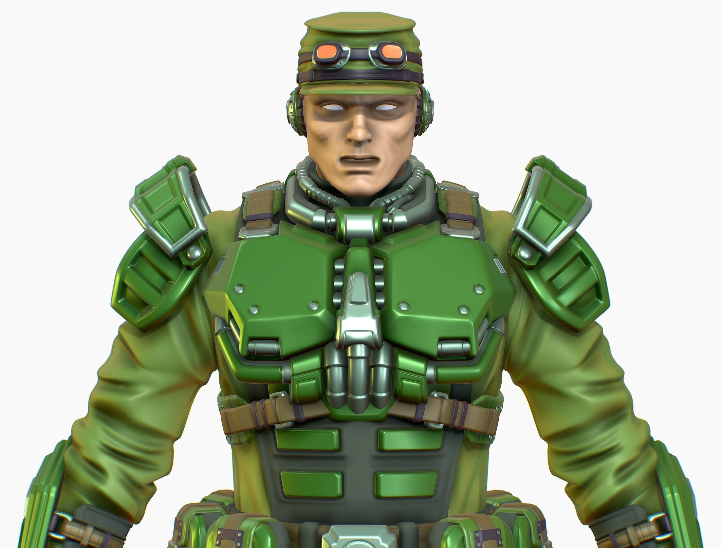 High Poly Man Military Heavy Armor Future Low-poly 3D model_12