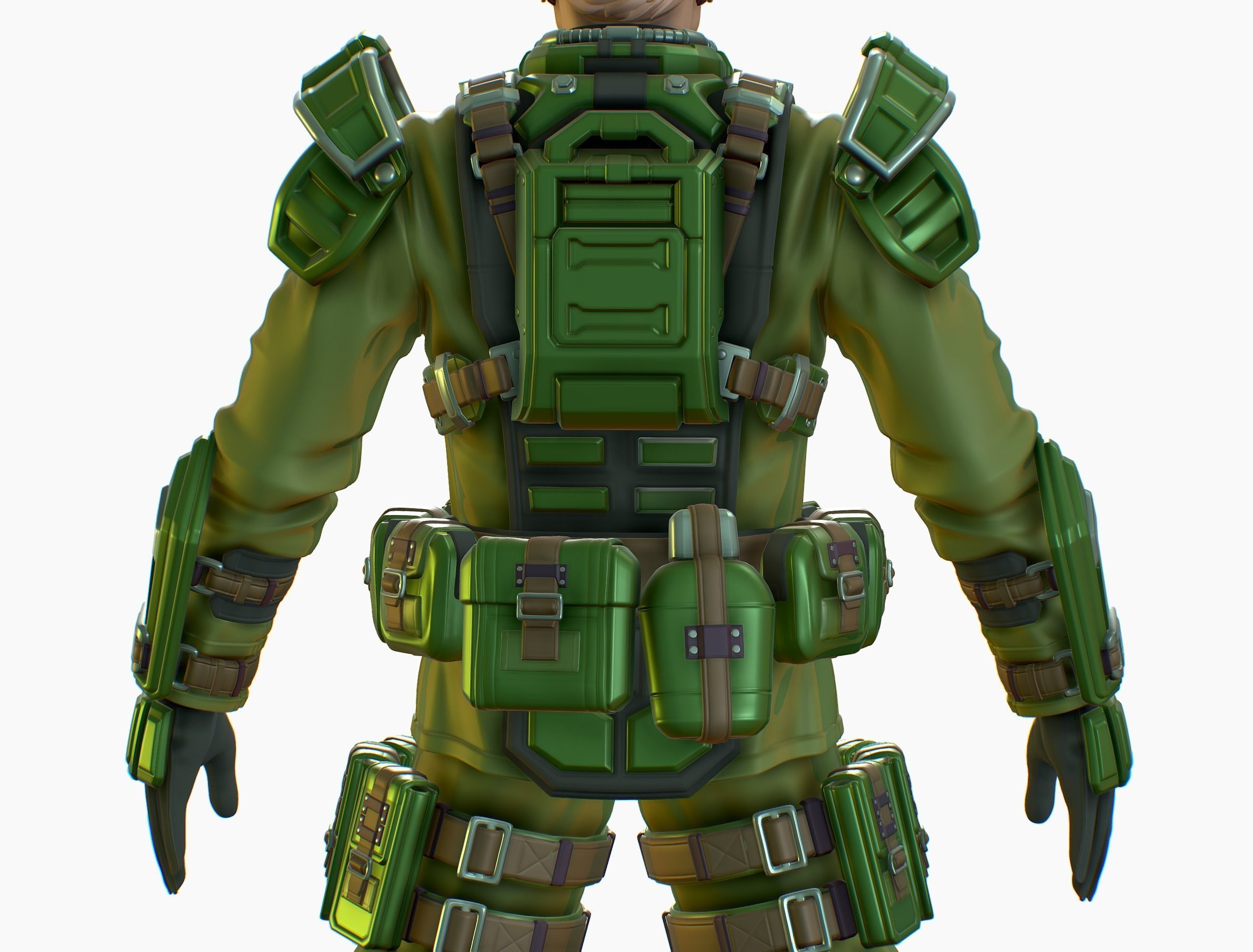 High Poly Man Military Heavy Armor Future Low-poly 3D model_16