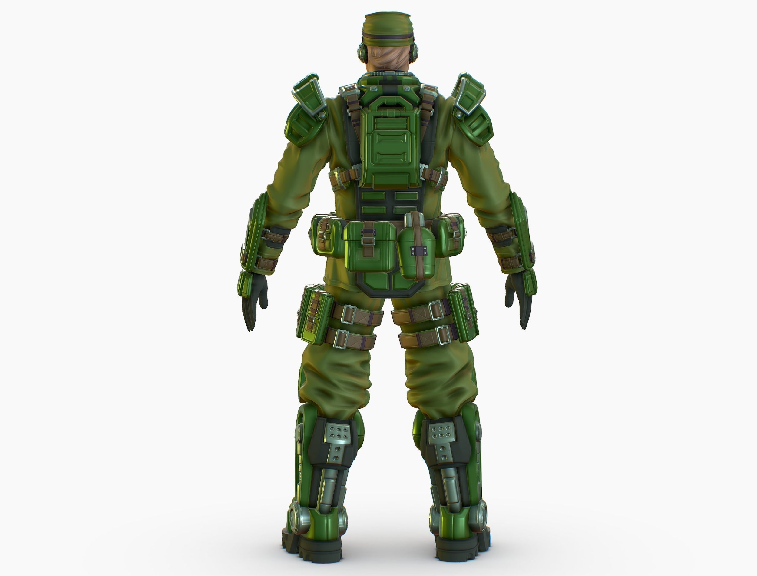 High Poly Man Military Heavy Armor Future Low-poly 3D model_4