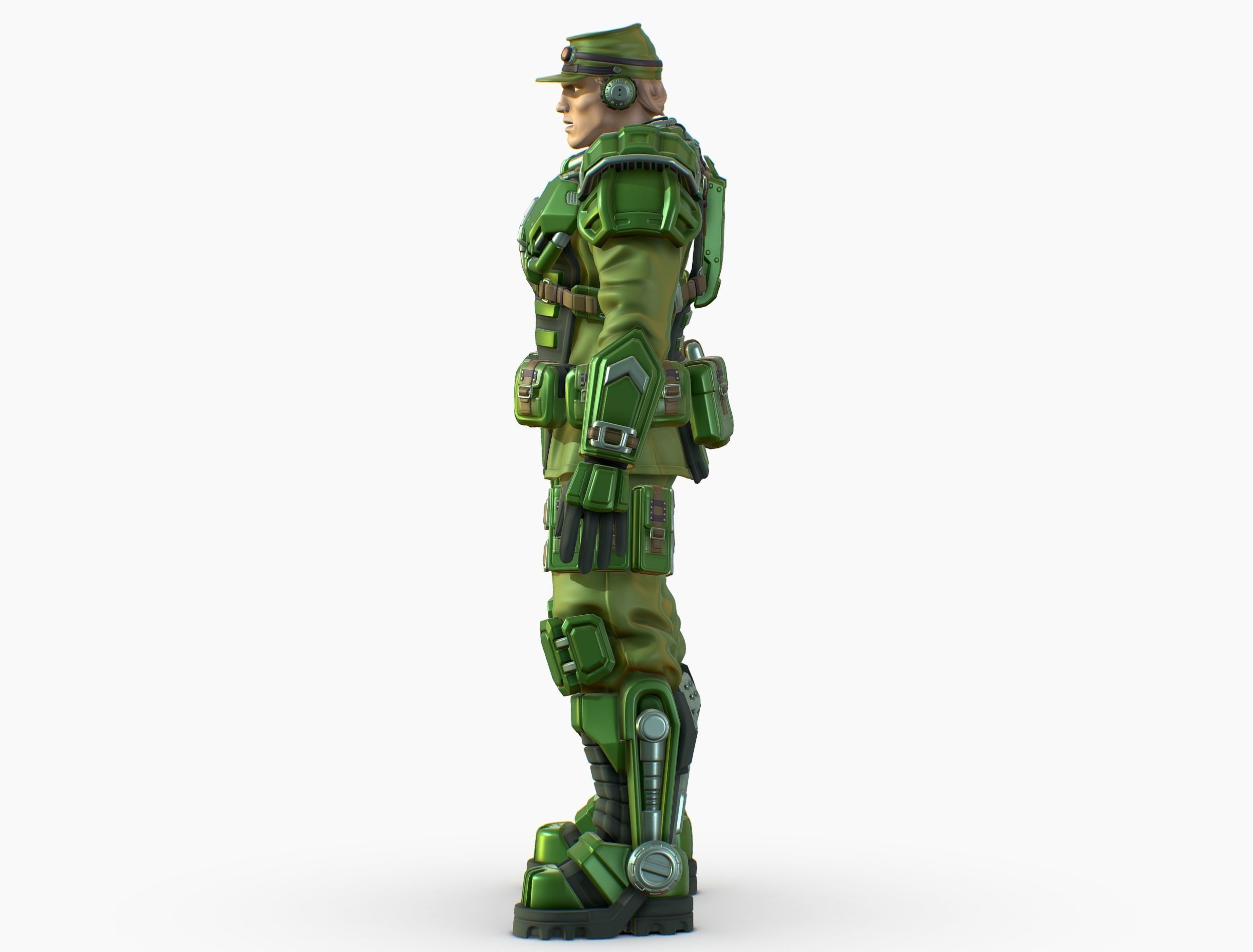High Poly Man Military Heavy Armor Future Low-poly 3D model_2