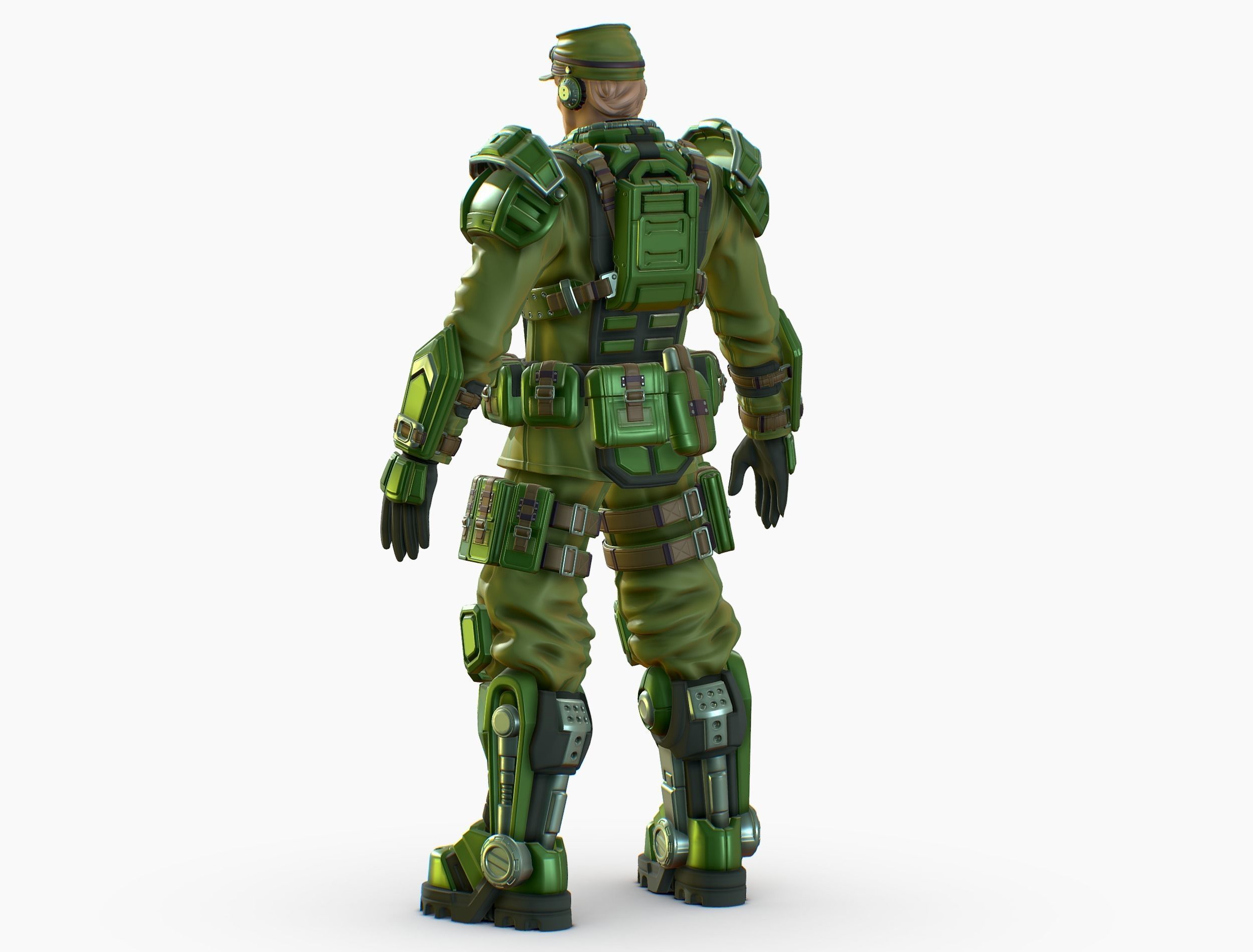 High Poly Man Military Heavy Armor Future Low-poly 3D model_3