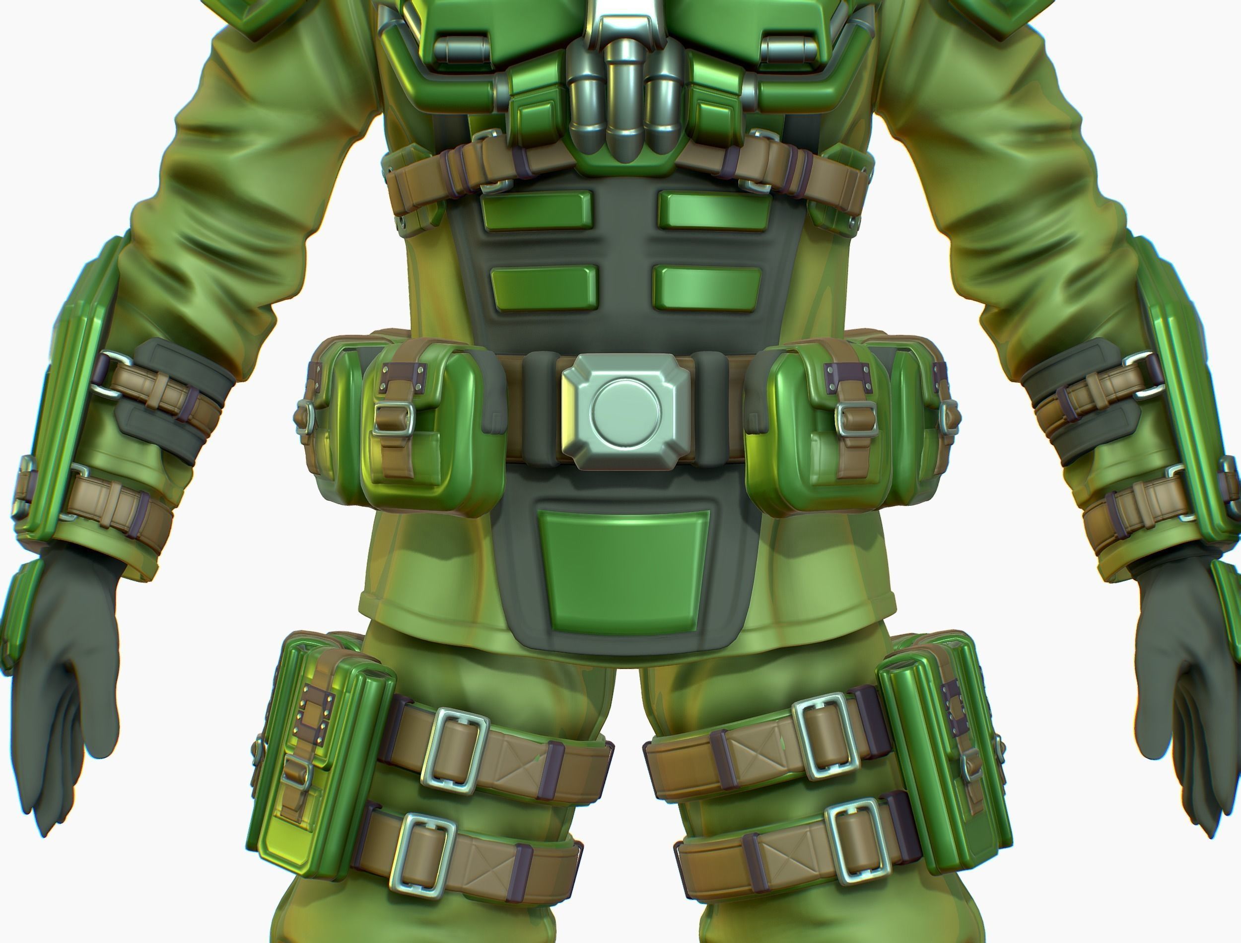 High Poly Man Military Heavy Armor Future Low-poly 3D model_13