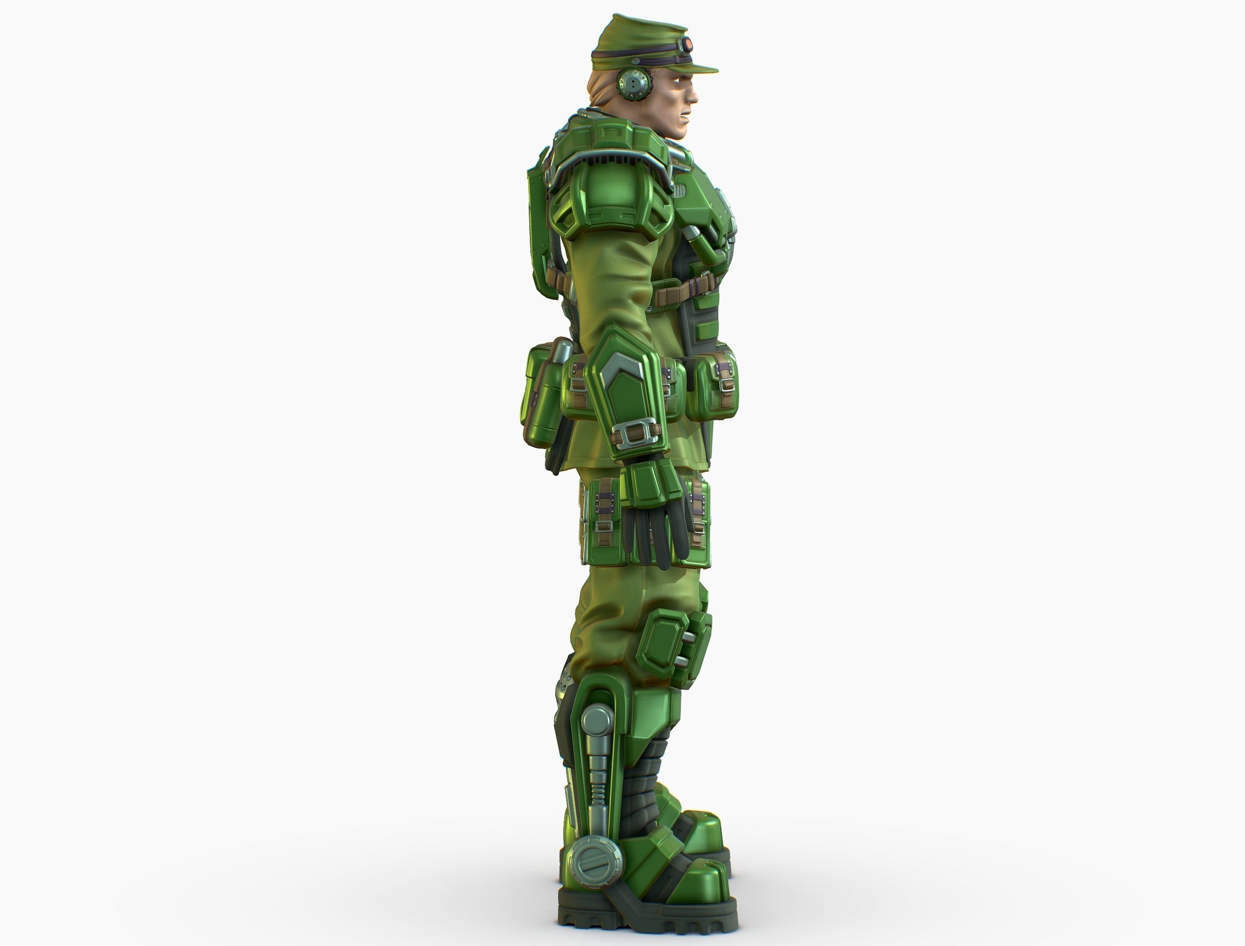 High Poly Man Military Heavy Armor Future Low-poly 3D model_5