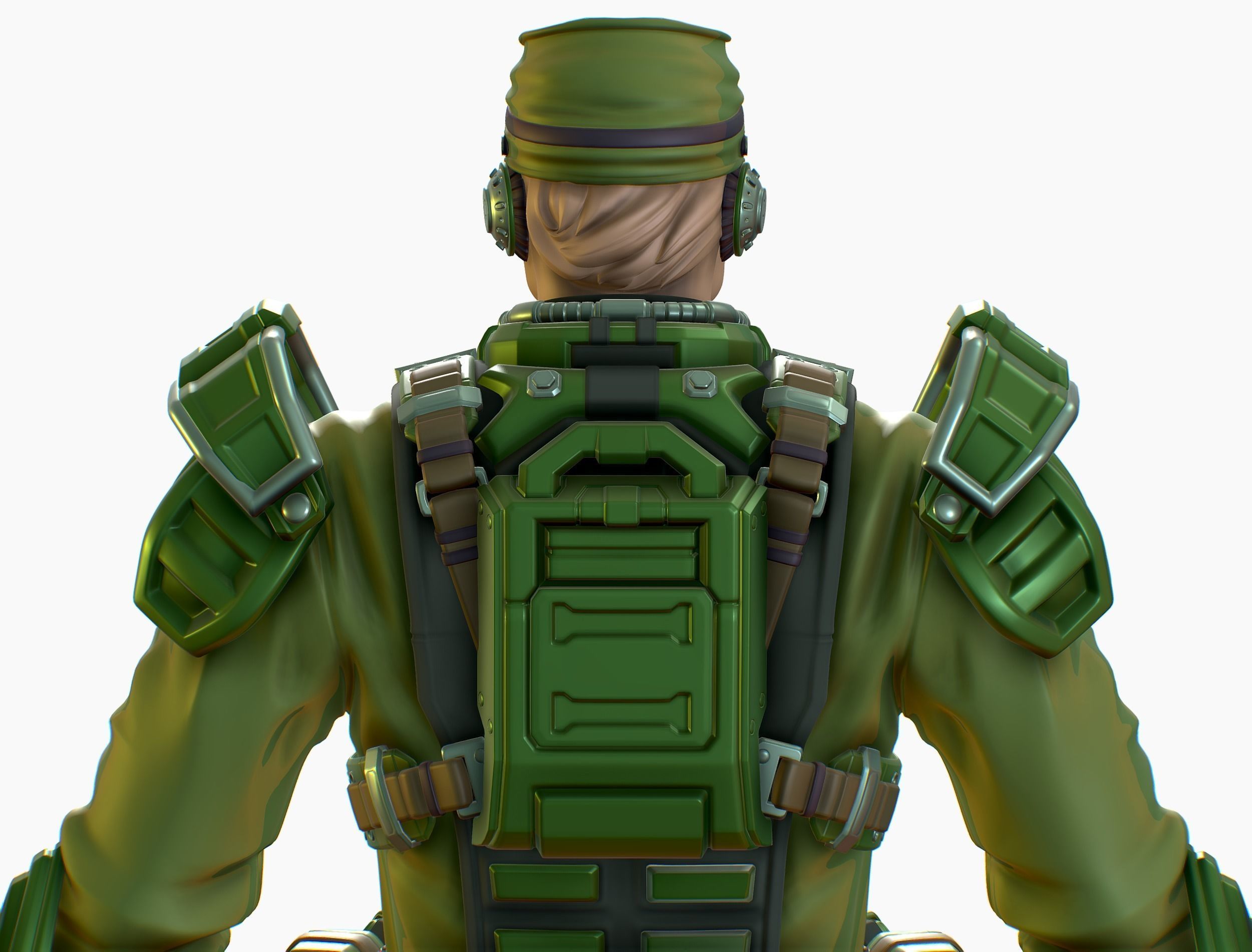 High Poly Man Military Heavy Armor Future Low-poly 3D model_17