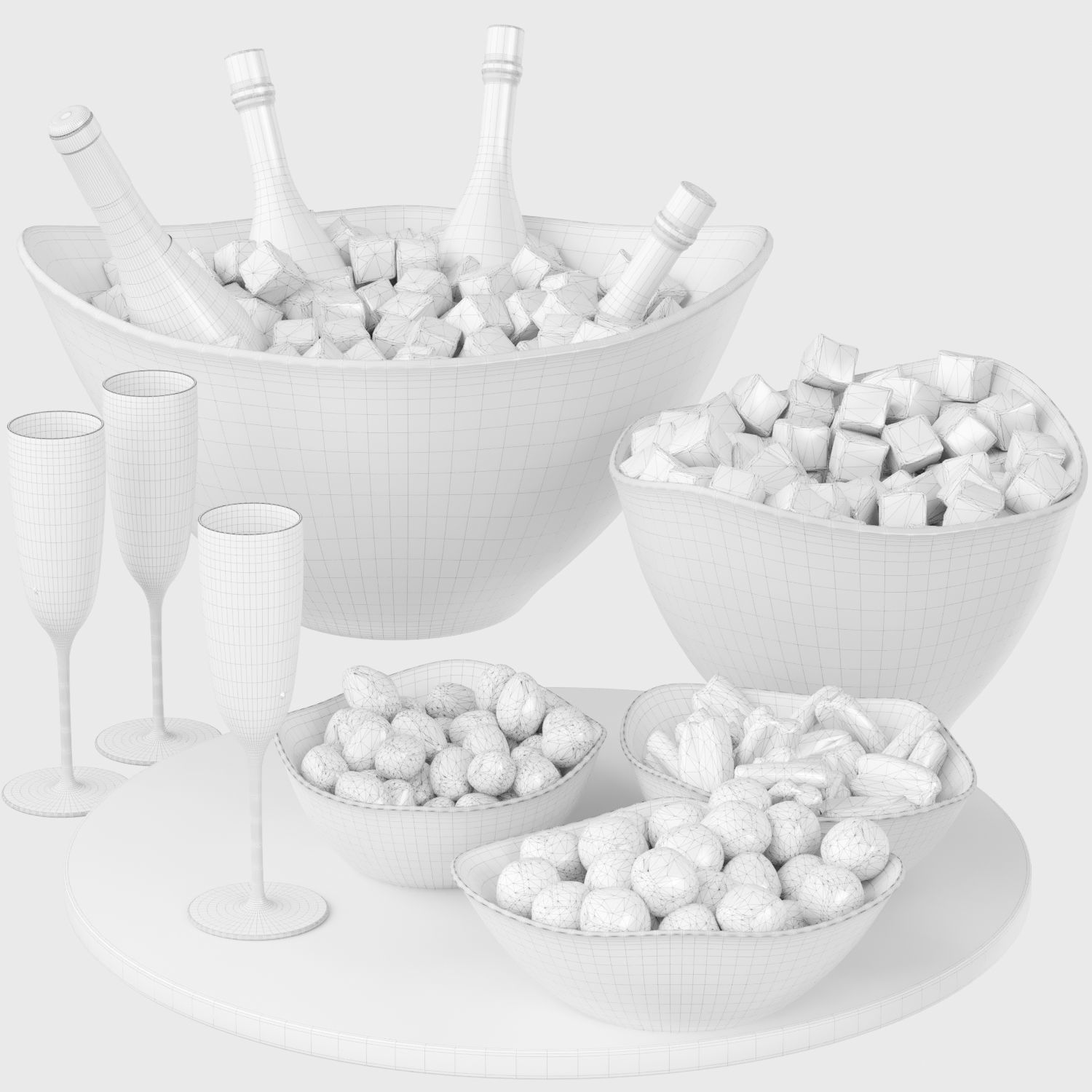 Wine with snacks 3D model_1