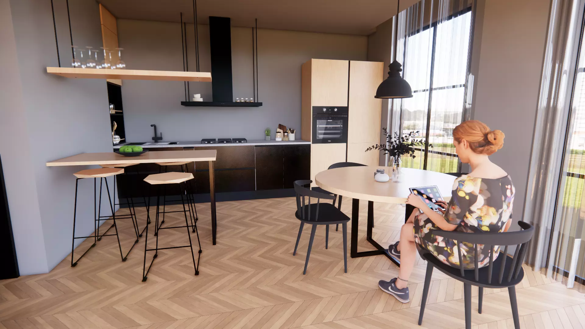 industrial design kitchen  Free low-poly 3D model_0