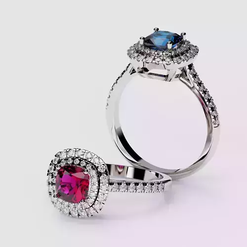  Double Cushion 6mm Halo  Ring