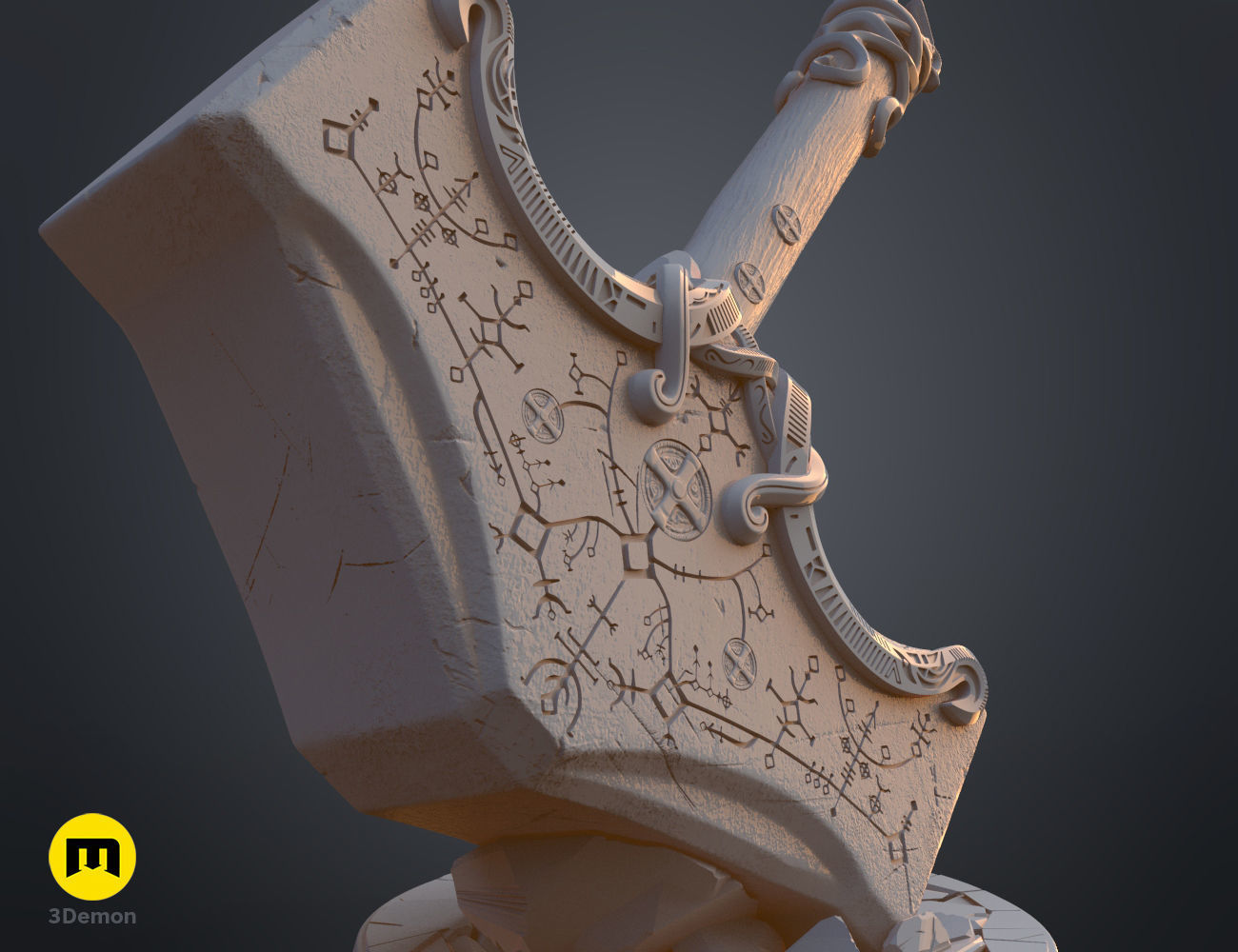 Mjolnir hammer - God of War Ragnarok 3D print model_14