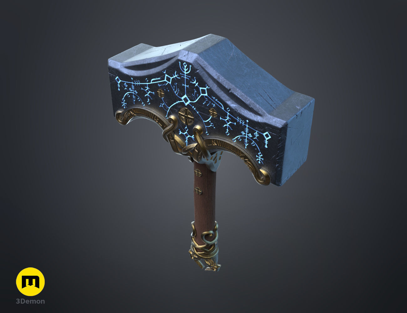 Mjolnir hammer - God of War Ragnarok 3D print model_23