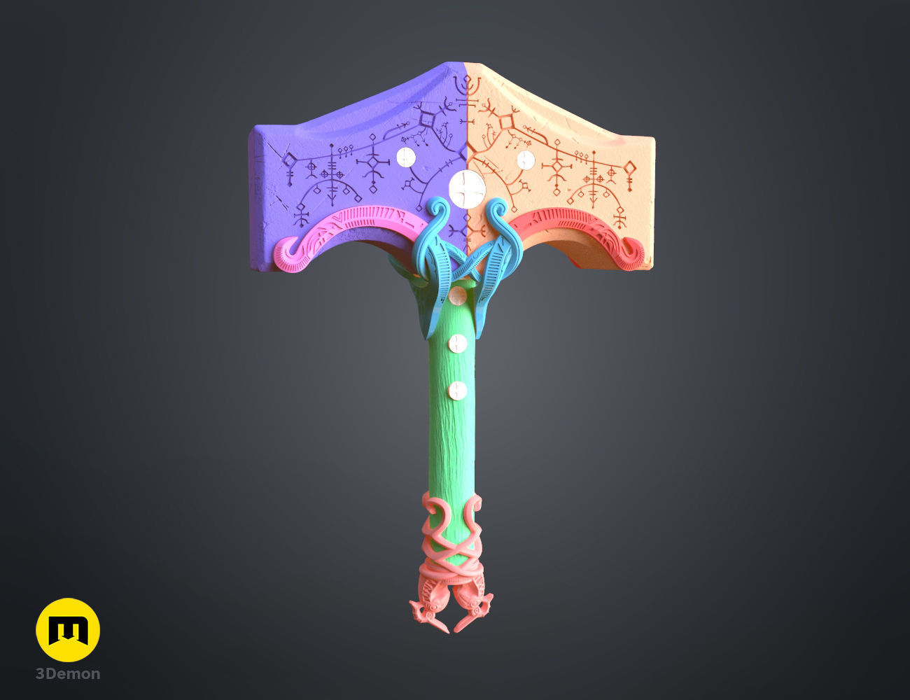 Mjolnir hammer - God of War Ragnarok 3D print model_7