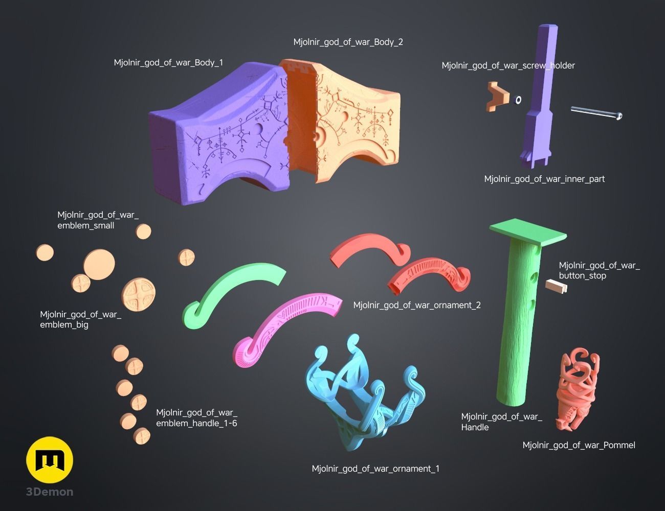 Mjolnir hammer - God of War Ragnarok 3D print model_5